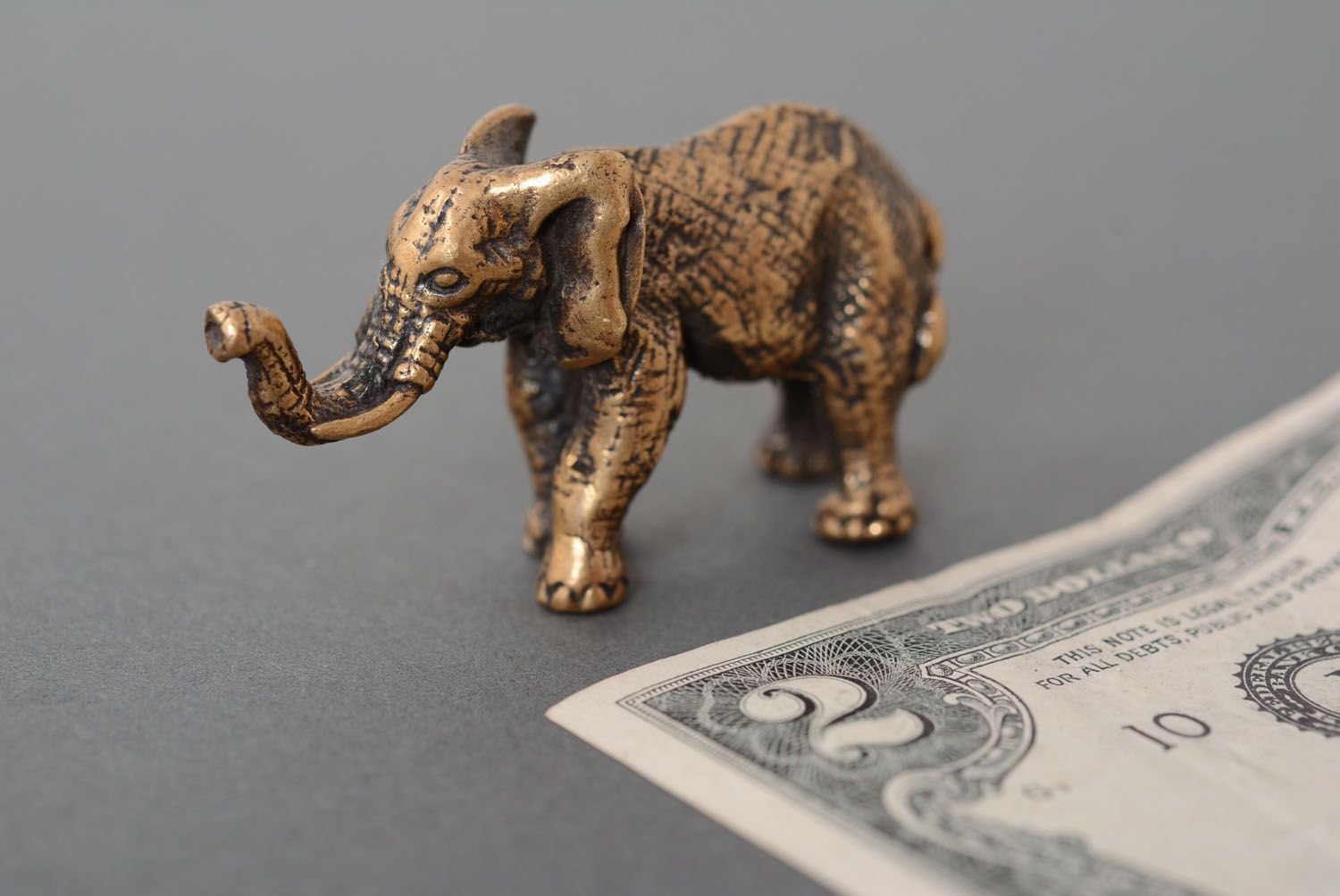 Miniature bronze statuette Elephant photo 2