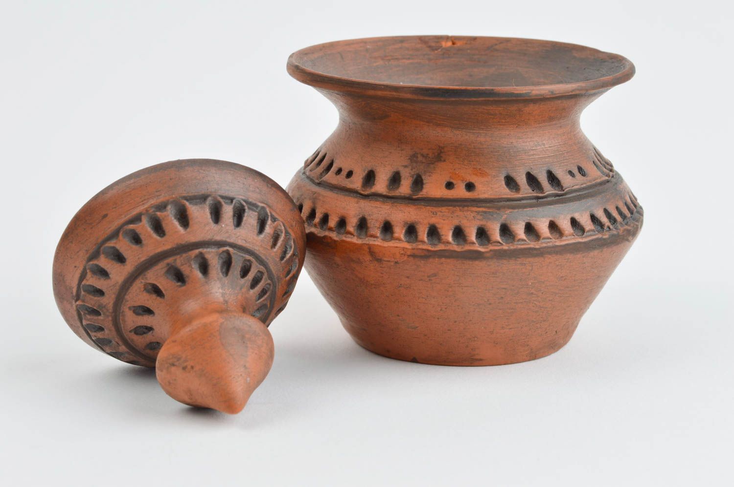 Керамическая посуда ручной работы емкость для специй с крышкой глиняная посуда фото 4