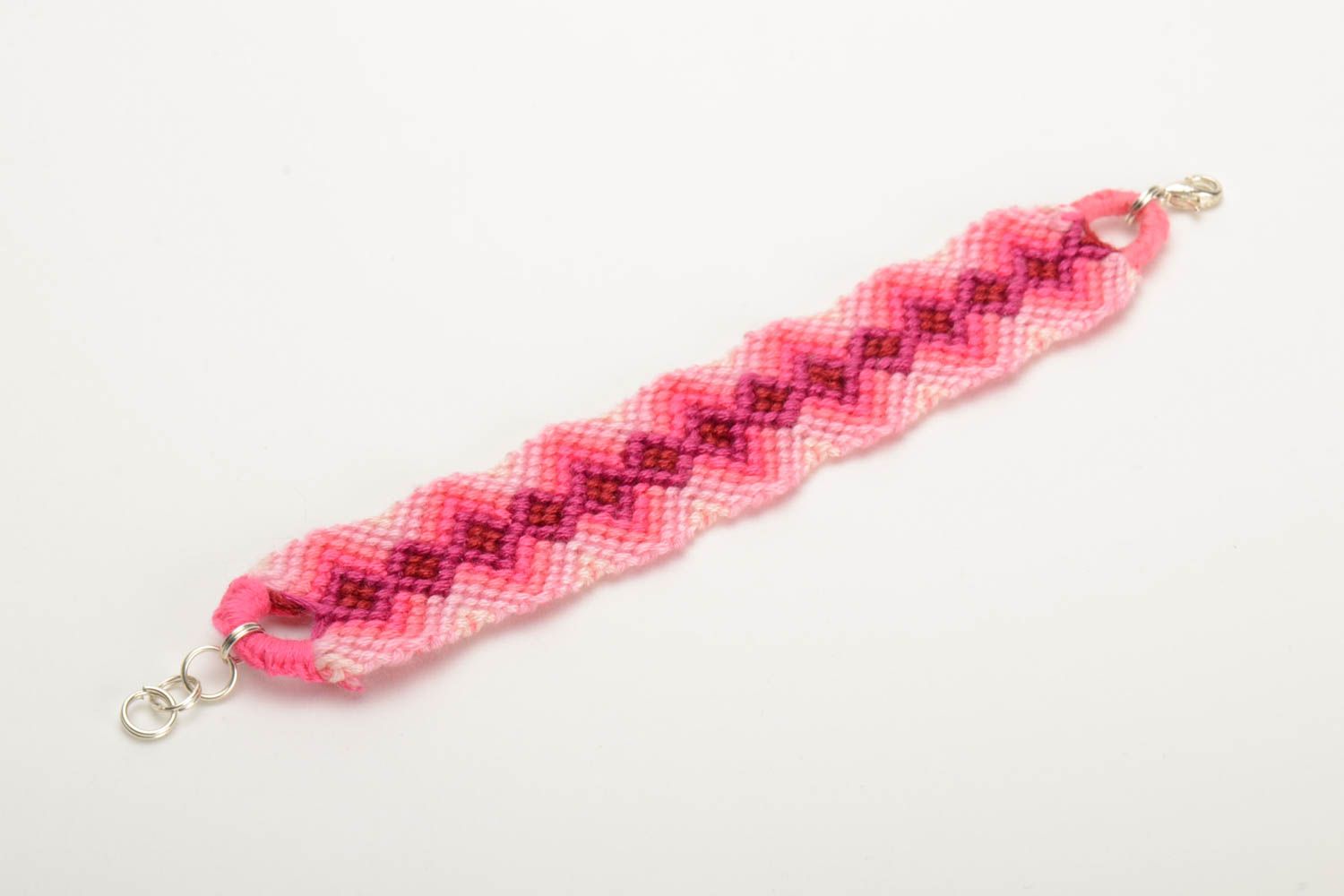 Beautiful women's handmade wide woven embroidery floss bracelet photo 4
