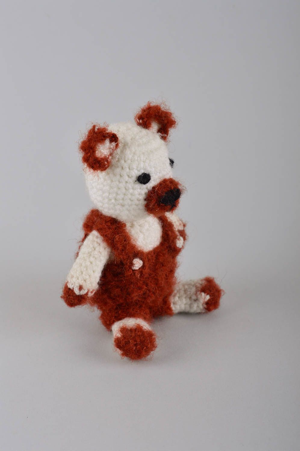 Jouet tricoté Peluche faite main au crochet Cadeau enfant en forme d'ours blanc photo 5