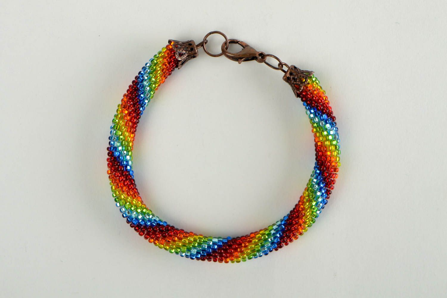 Bracelet multicolore Bijou fait main perles de rocaille Cadeau femme Arc-en-ciel photo 7