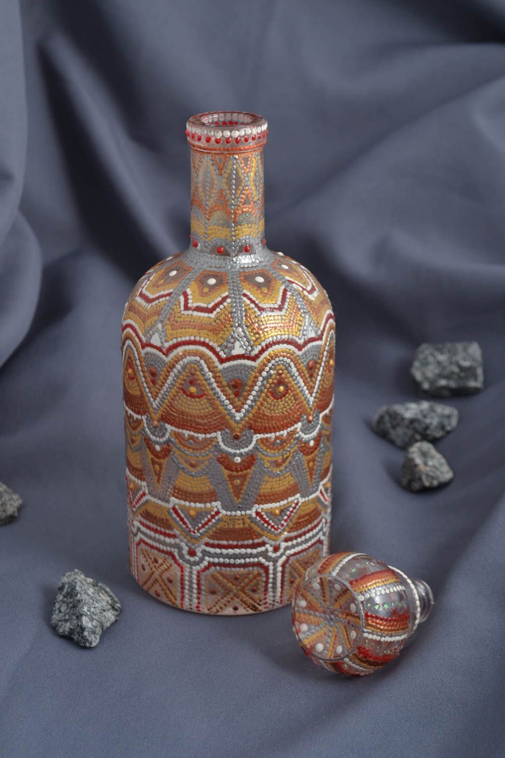 Стеклянная бутылка ручной работы бутылка для воды ваза из стекла расписная фото 1