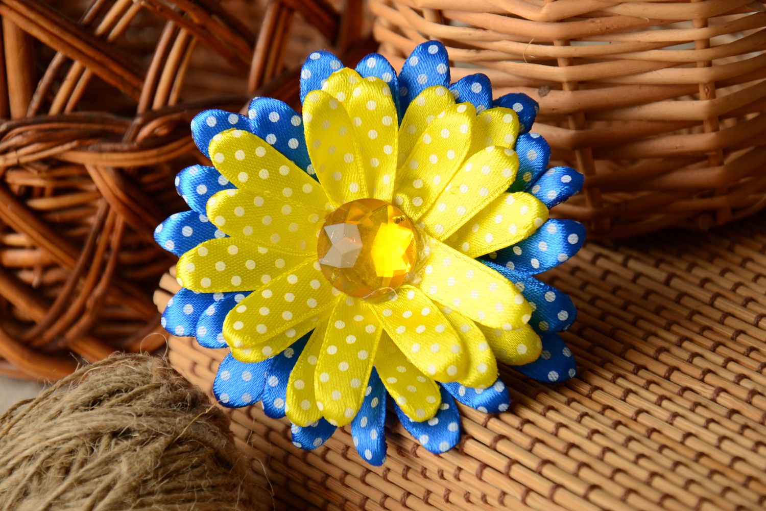Blume Haargummi für Mädchen blau gelb foto 1