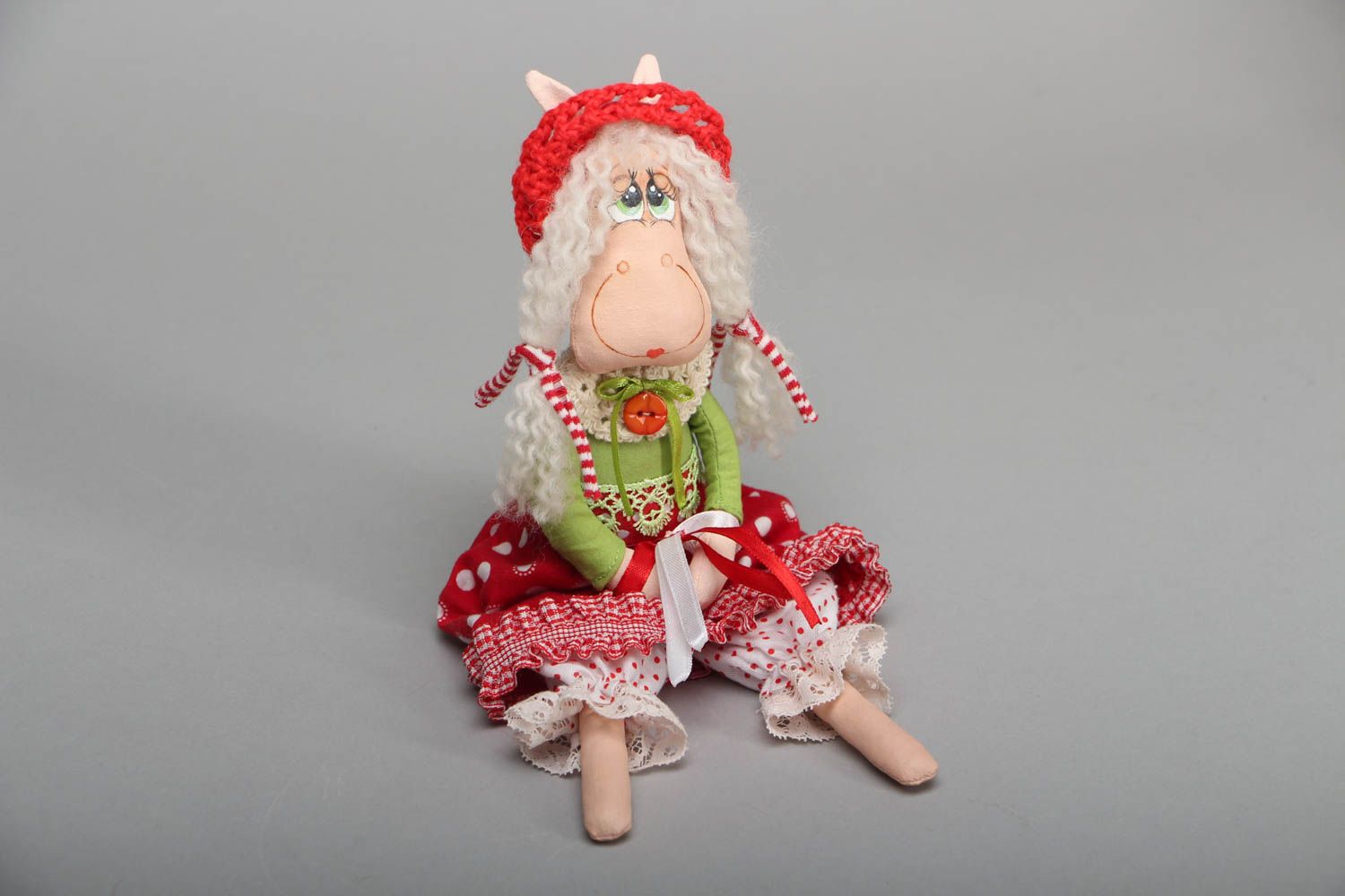 Poupée en coton Chèvre faite main pratique jouet original pour petit enfant photo 1