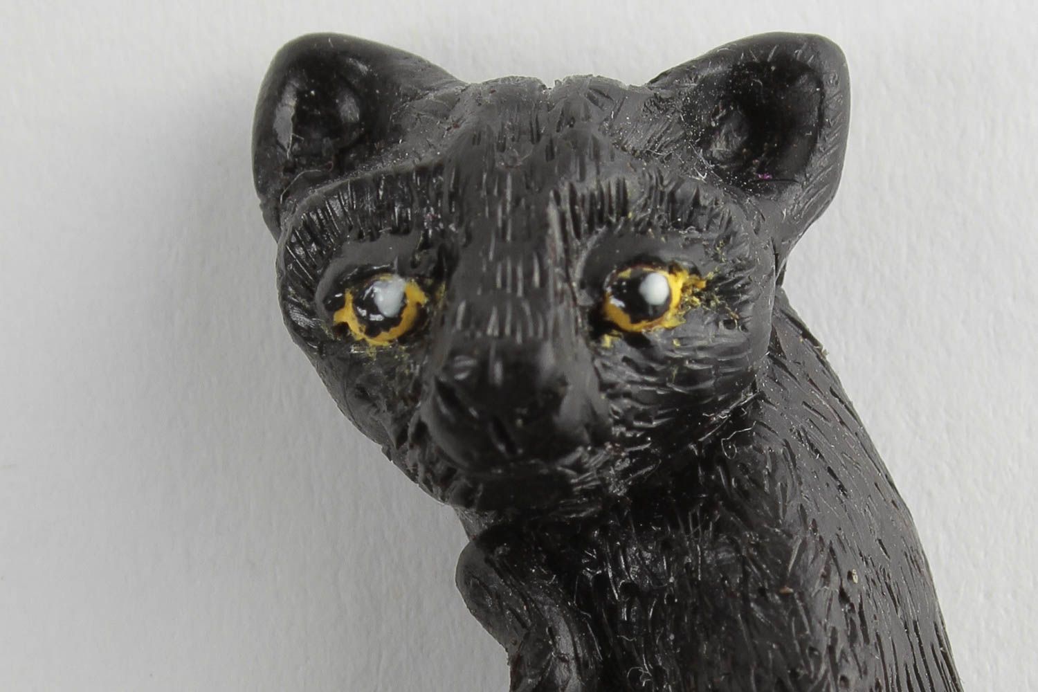 Mini Figurine chat noir faite main en pâte polymère originale Déco maison photo 5