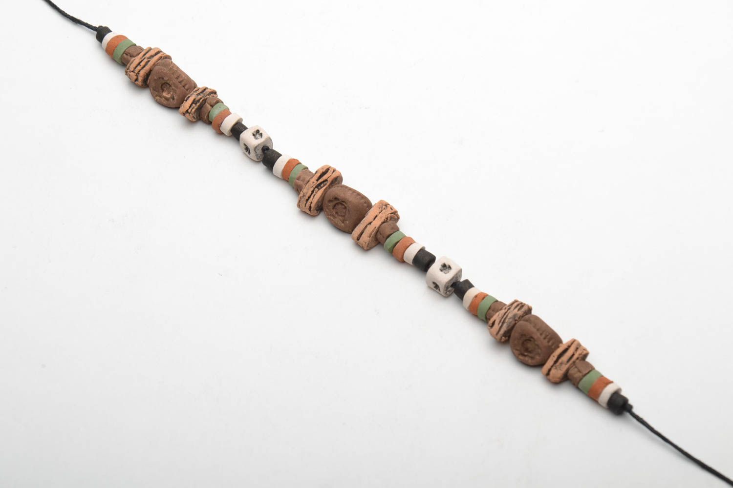 Глиняный браслет в этно стиле фото 3