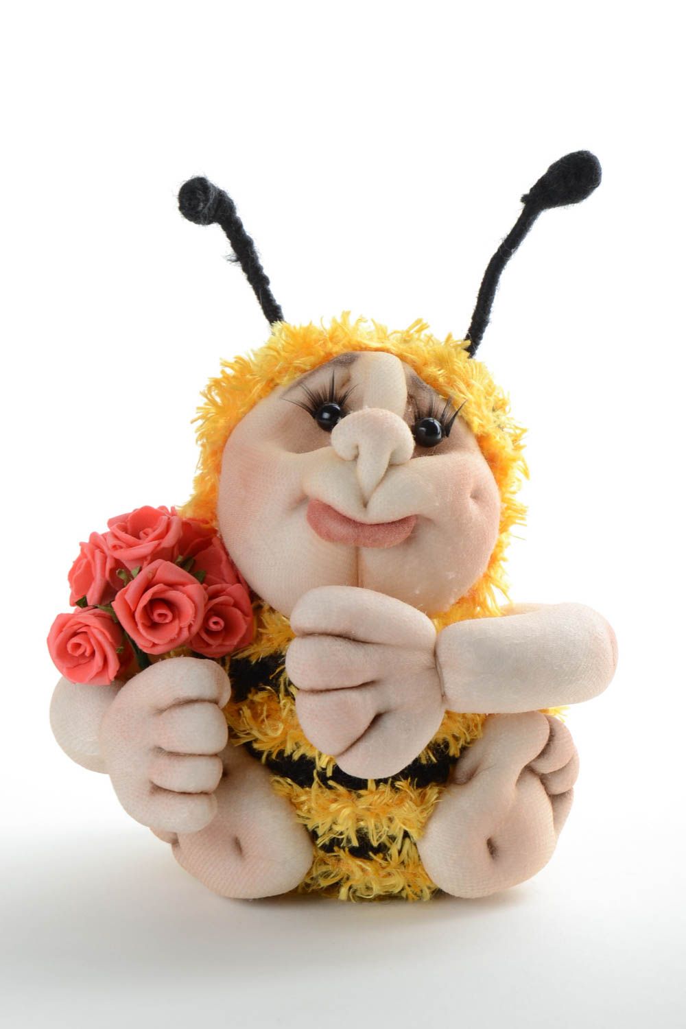 Soft toy Bee made of nylon handmade designer bright interior decorative toy photo 5