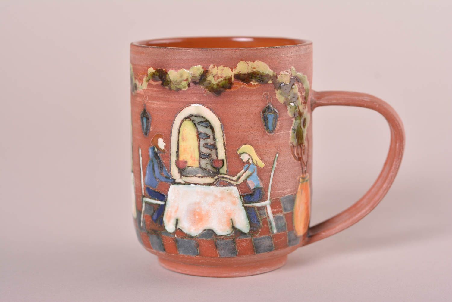 Taza de cerámica artesanal pintada utensilio de cocina regalo original  foto 1