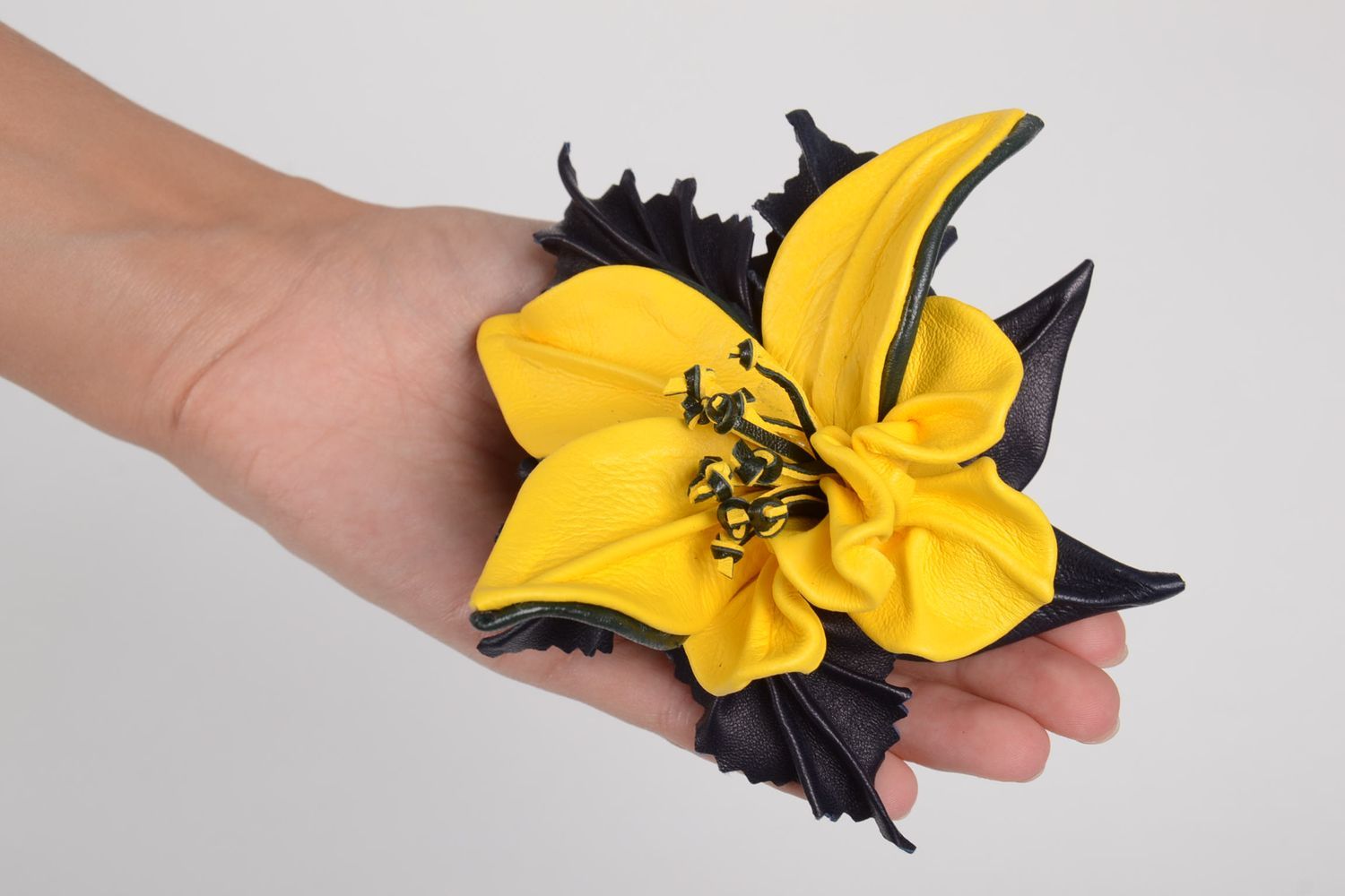 Flower scrunchy leather scrunchy hair accessories for women present for girl photo 2