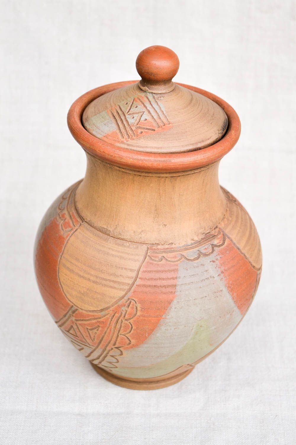Jarro de cerámica hecho a mano vasija de arcilla accesorio de cocina pintado foto 5