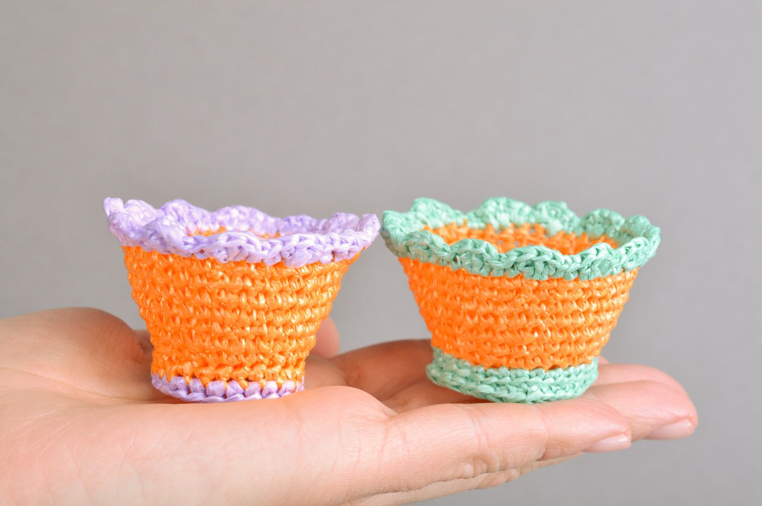 Supports pour oeuf de Pâques tricotés au crochet à la main 2 pièces orange photo 3