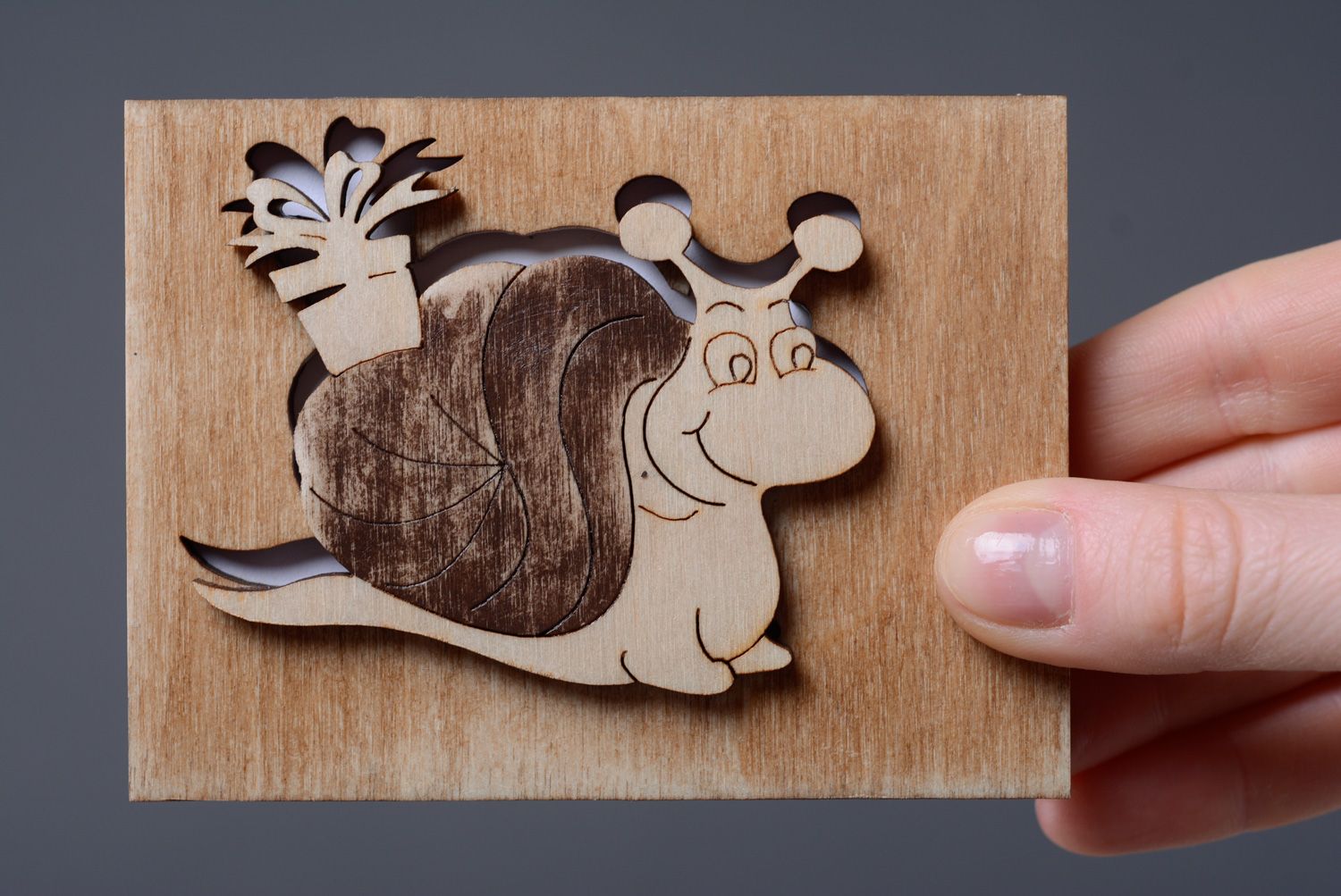 Interesting plywood greeting card with laser engraving photo 4