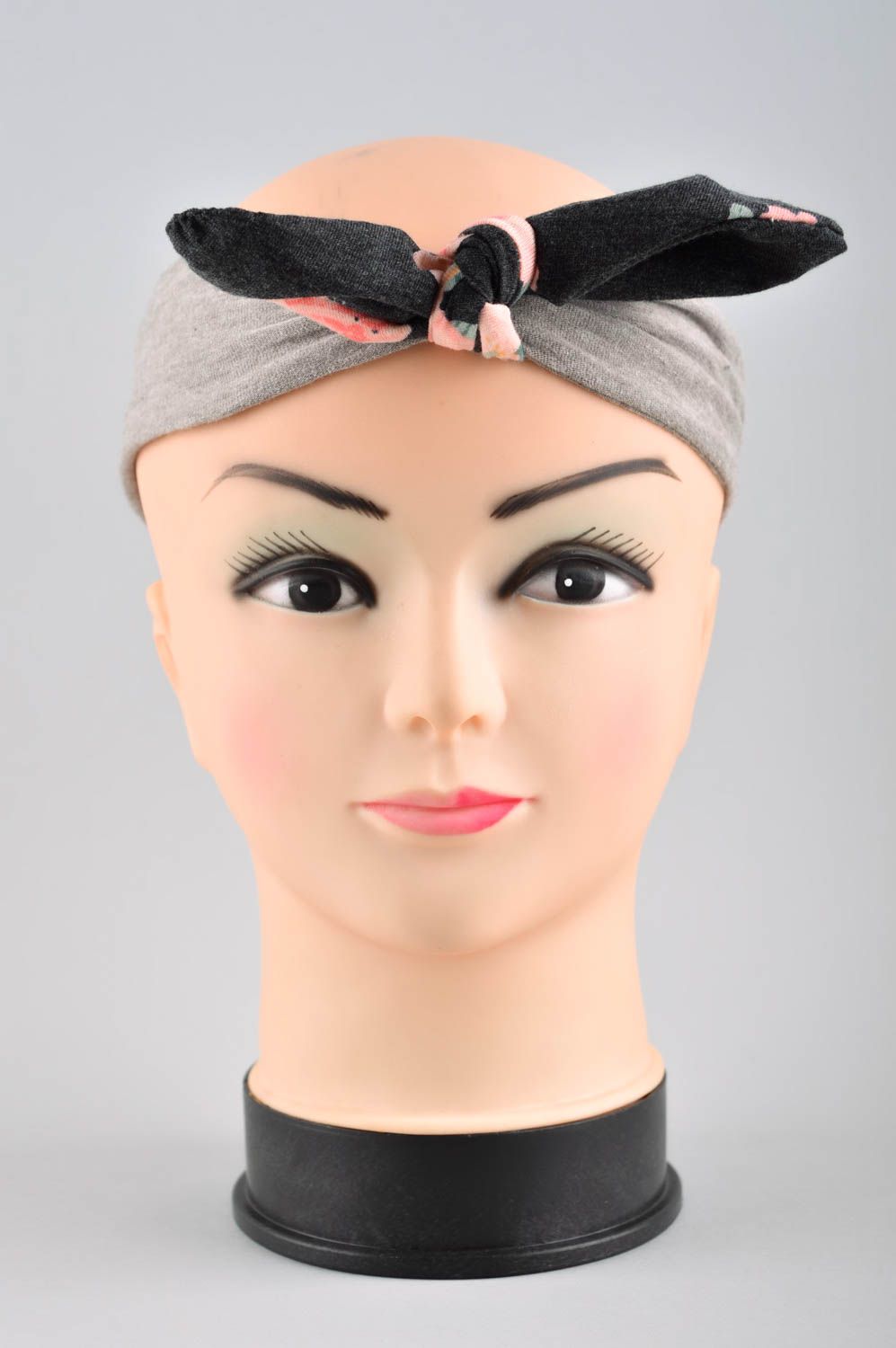Graues Haarband Schleife handmade Accessoire für Kinder Mädchen Haarschmuck  foto 2