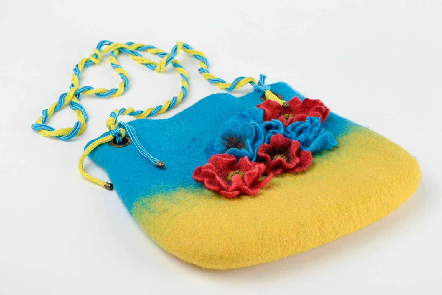 Bolso grande amarillo y azul hecho a mano accesorio de moda regalo para mujer foto 7