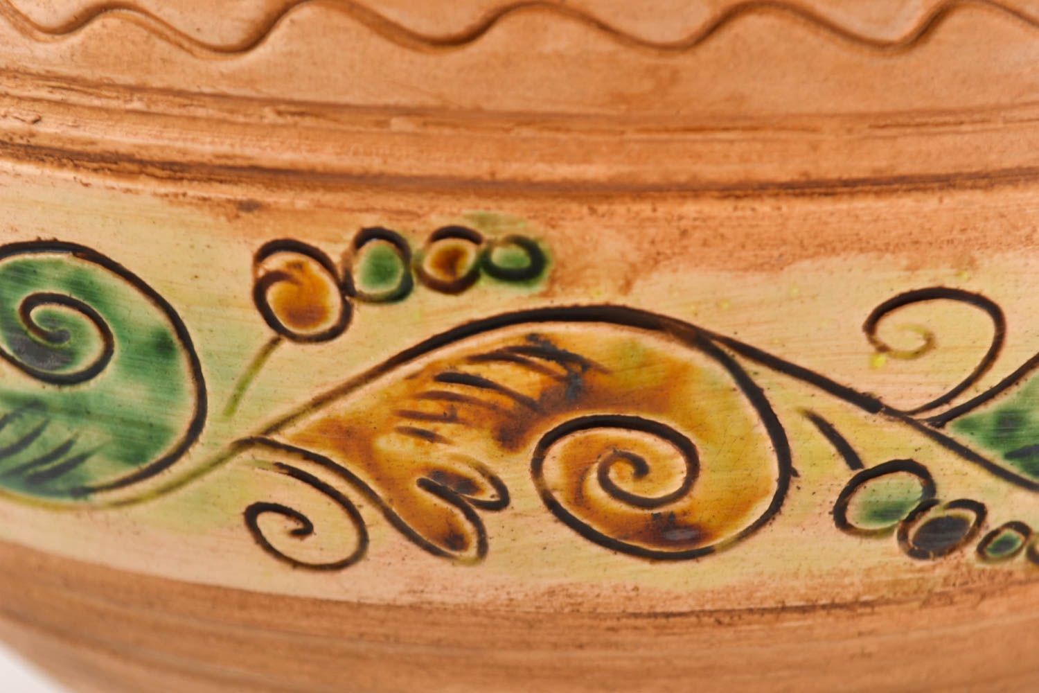 Cuenco de cerámica pintado hecho a mano vasija de barro elemento decorativo foto 2