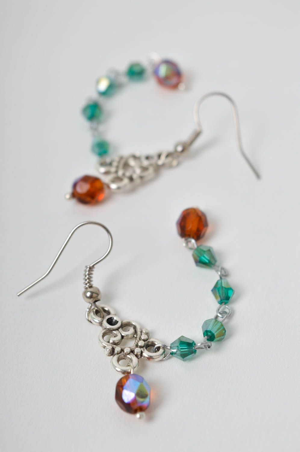 Handmade long beaded earrings stylish evening earrings elegant jewelry photo 5
