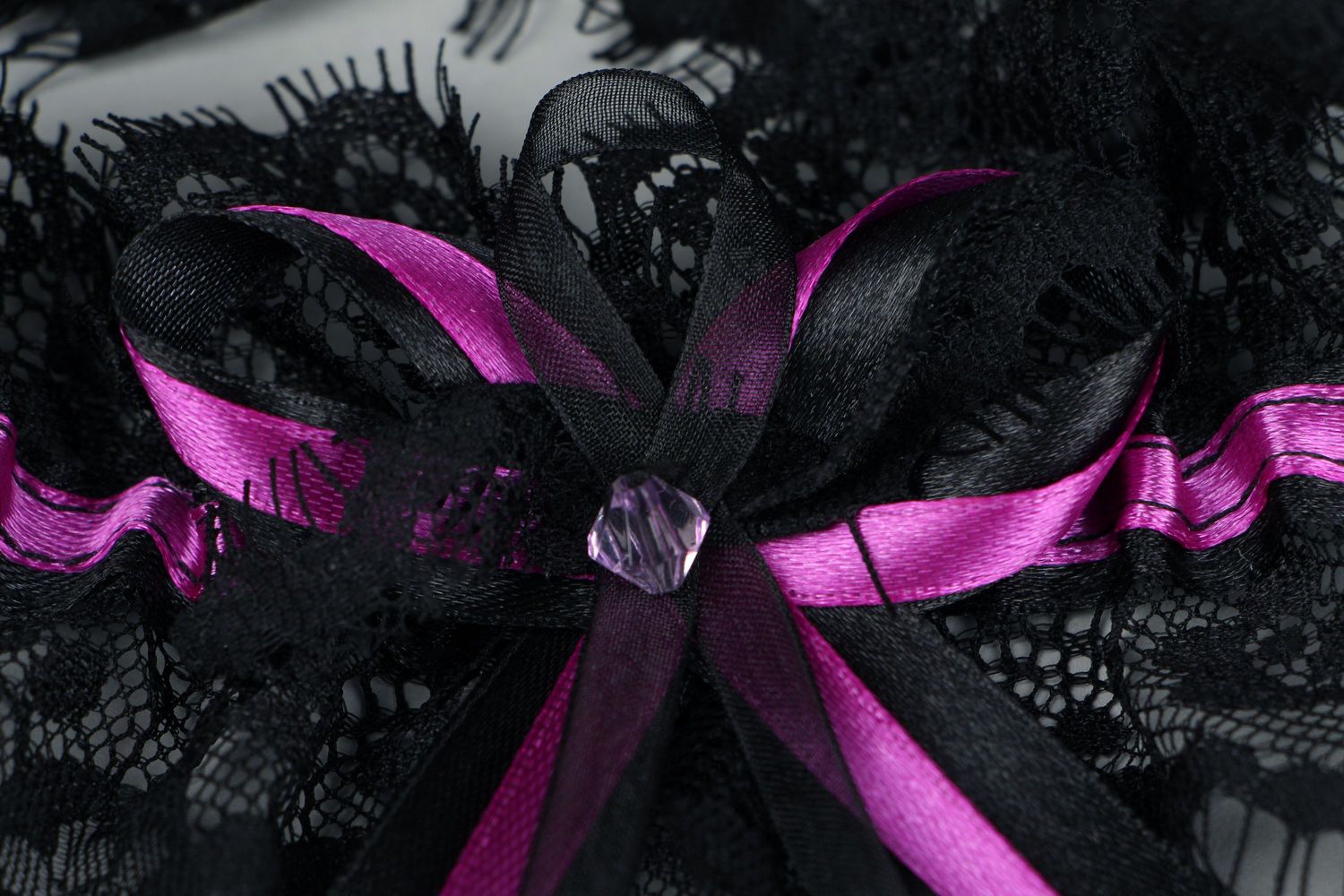 Black lace garter for  bride photo 2