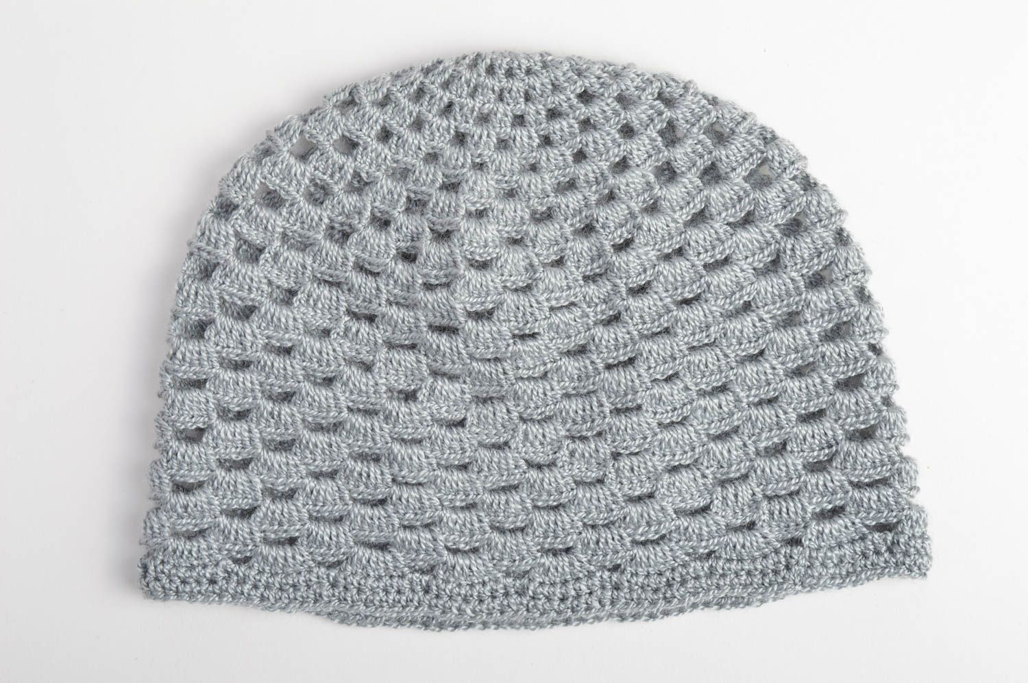 Bonnet tricot fait main Chapeau au crochet polyacrylique gris Vêtement fille photo 3