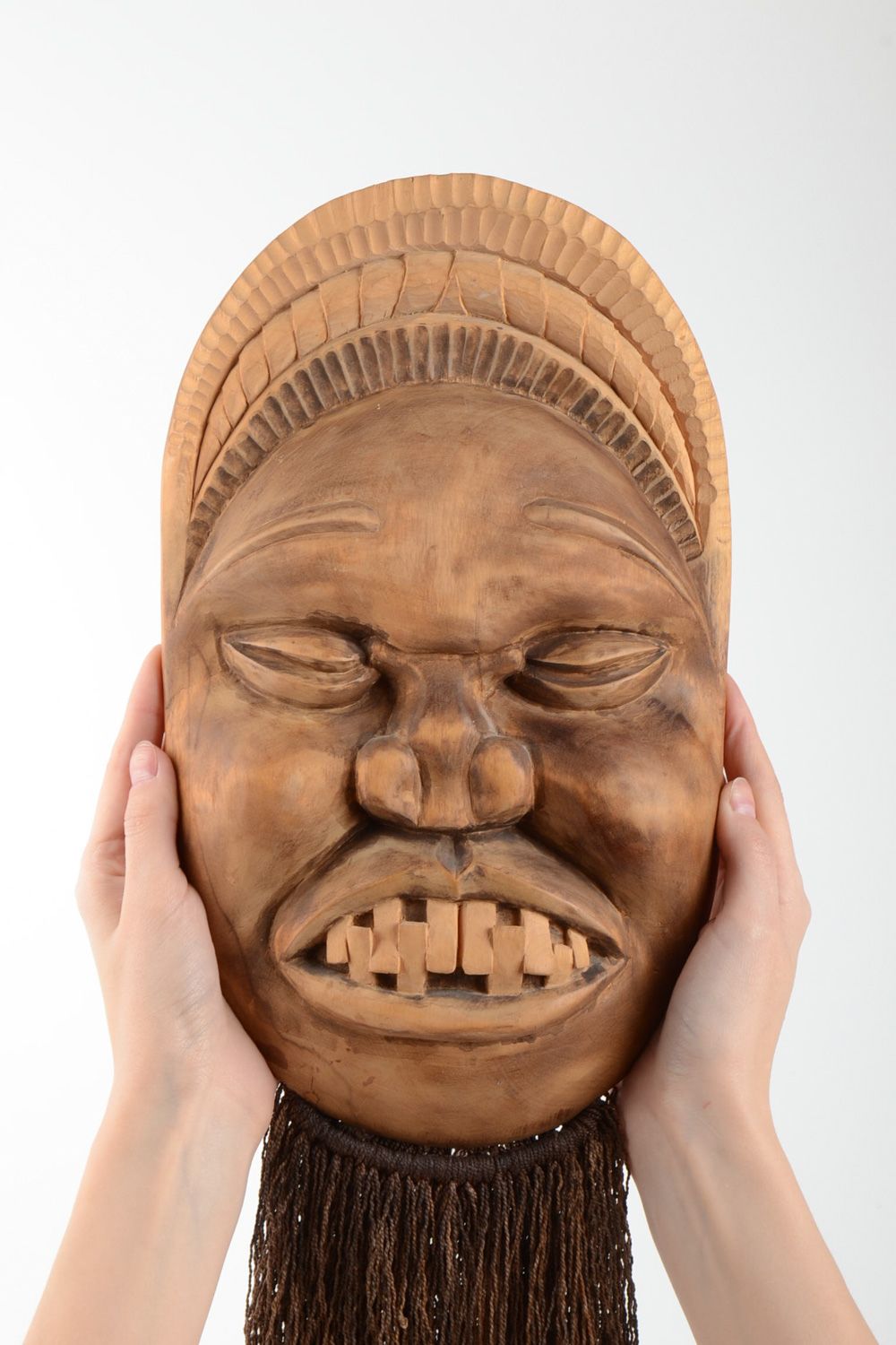 Colgante de pared máscara decorativa original tallada de madera hecha a mano  foto 4