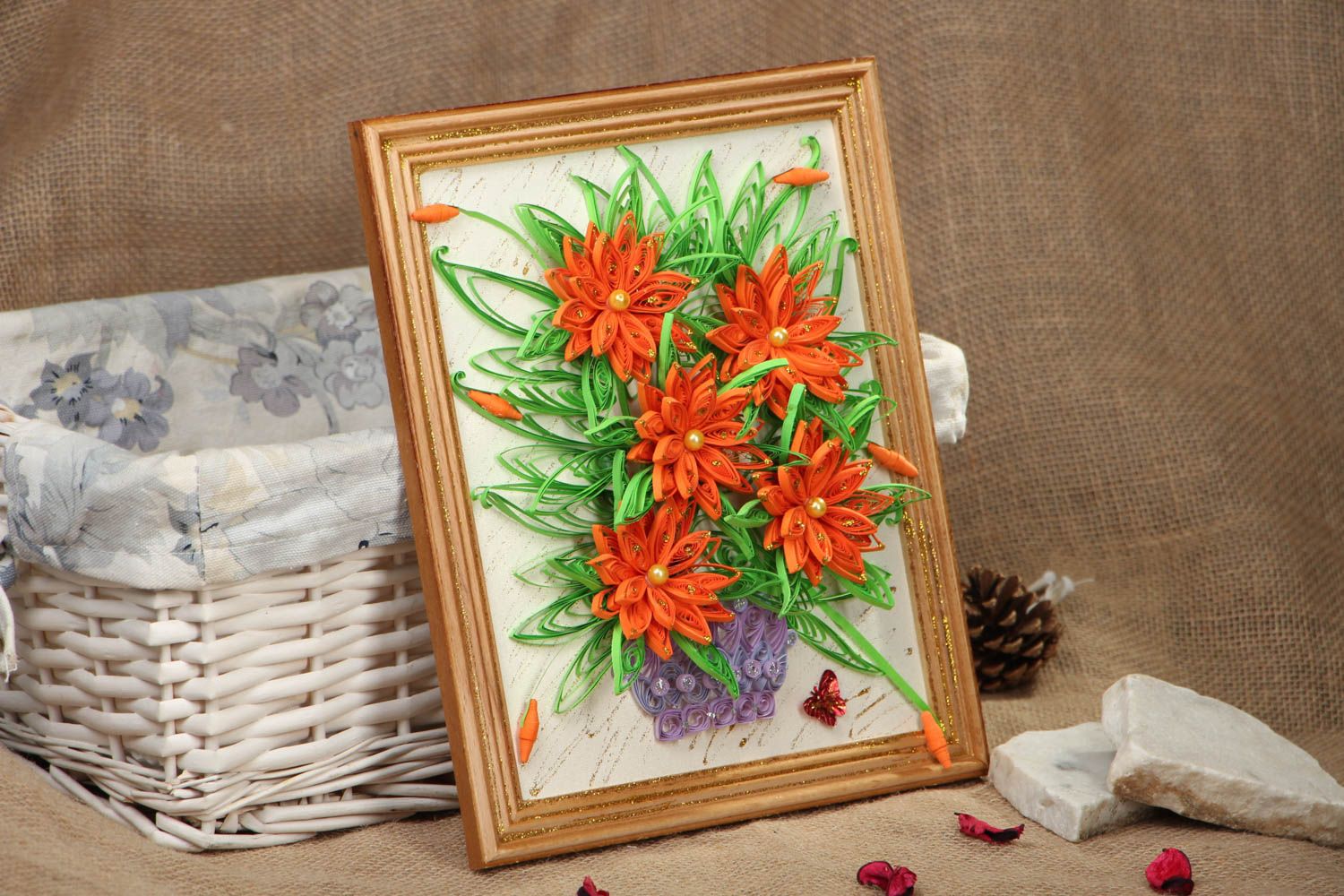 Quilling picture in wooden frame photo 5