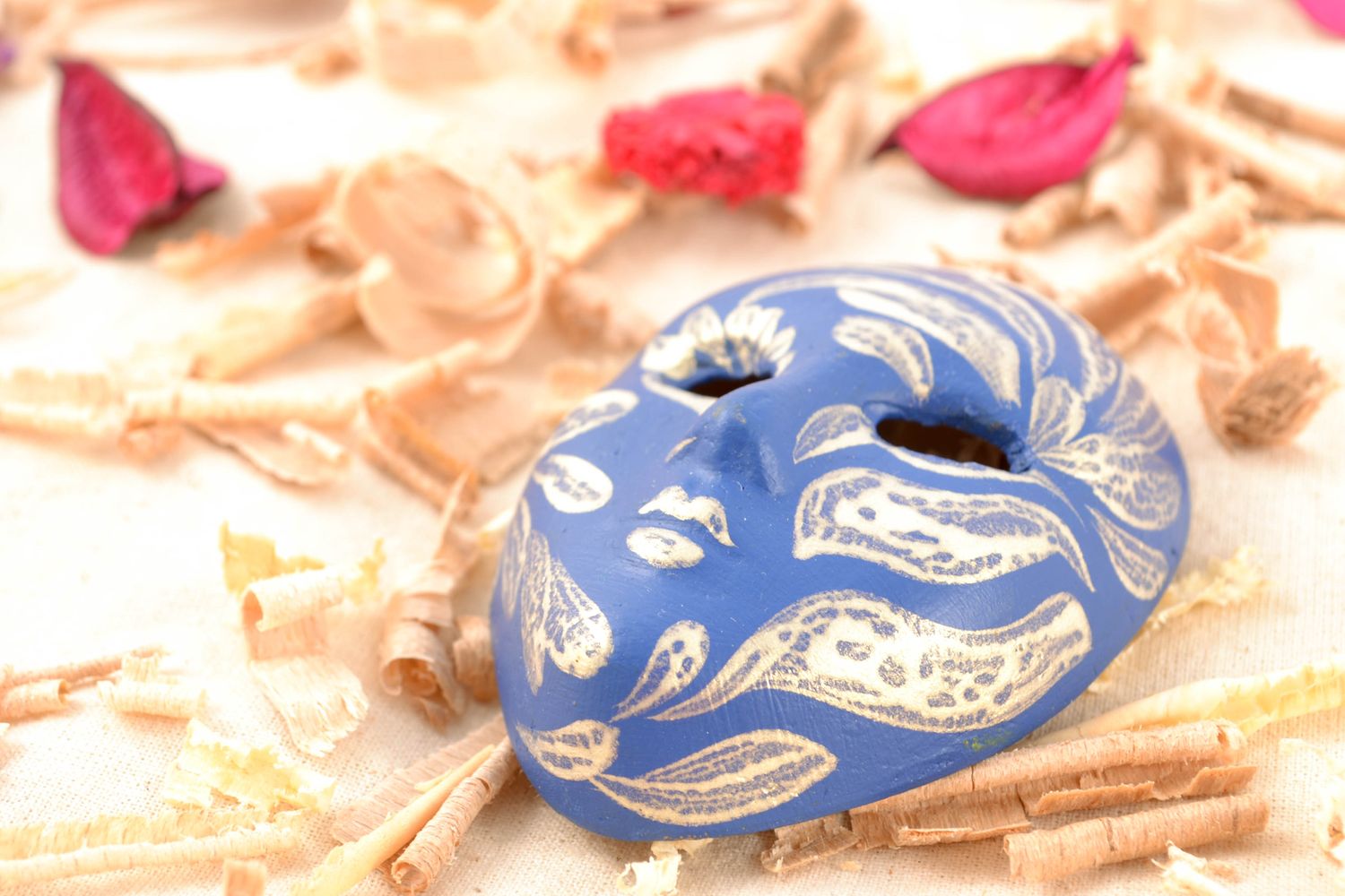Maschera originale in ceramica piccola fatta a mano dipinta souvenir da parete   foto 2