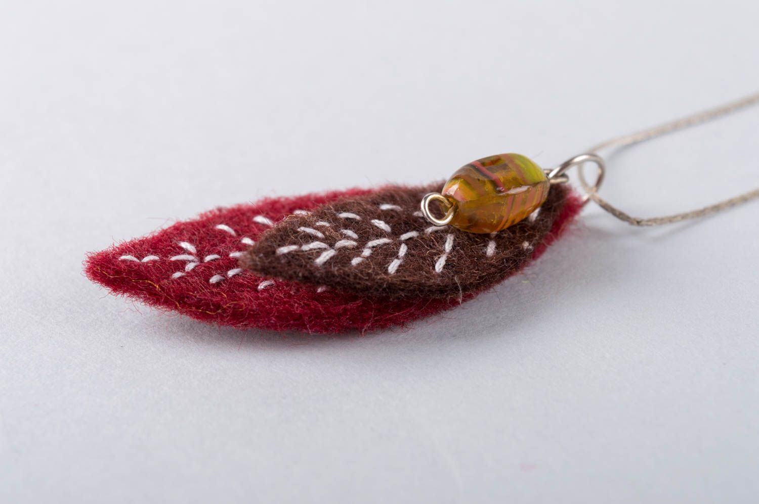 Handmade designer woolen pendant felt necklace accessories present for girl photo 5