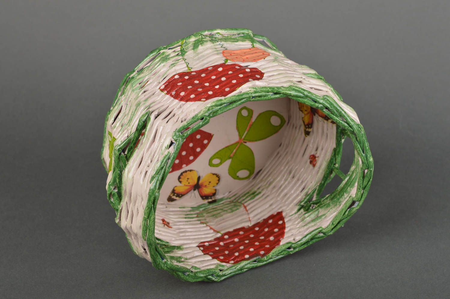 Körbe aus Papier handmade Tisch Deko Kinder Korb mit Muster Korb Aufbewahrung foto 3