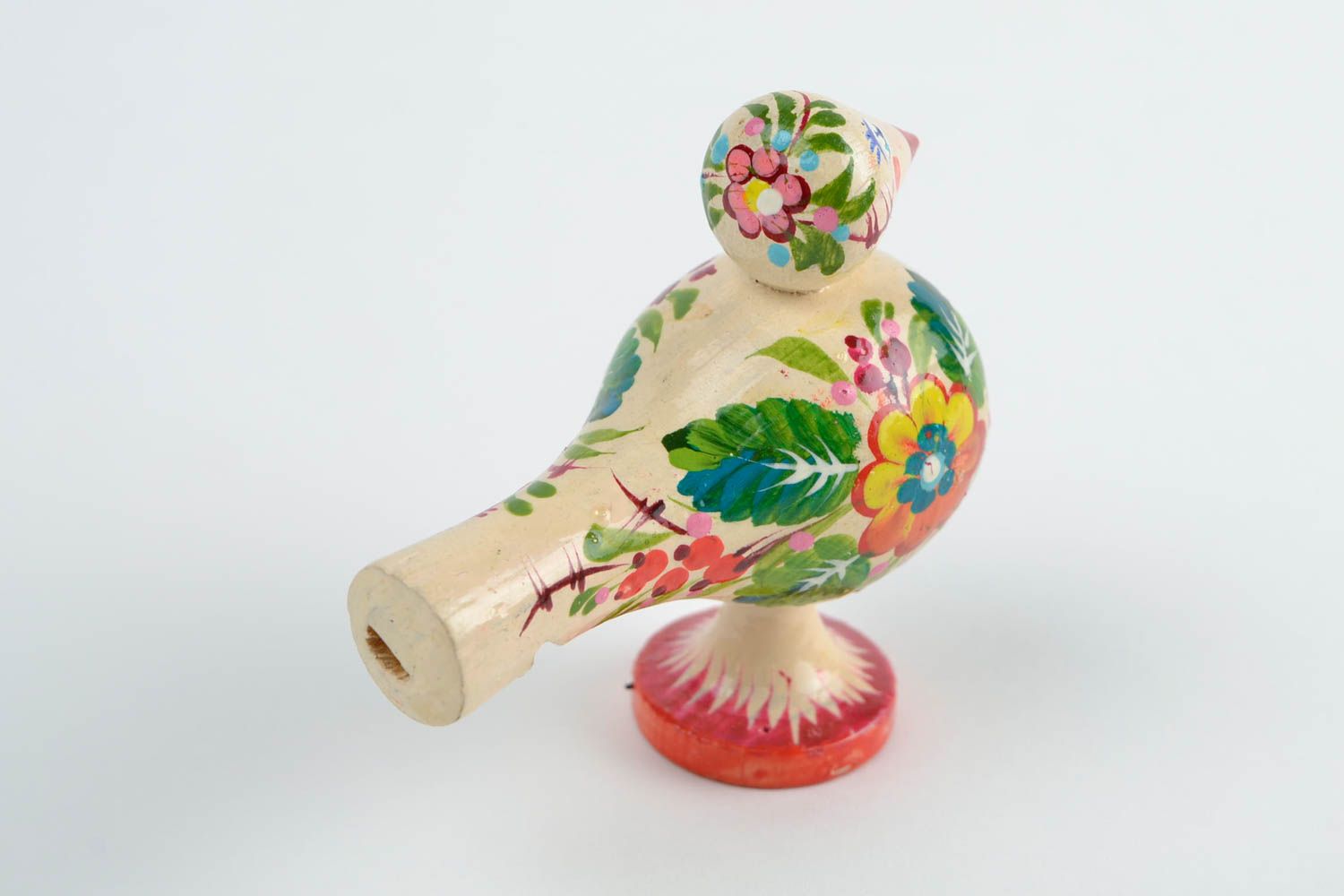 Wooden handmade whistle ethnic toy for children designer Petrikivka style gift photo 5