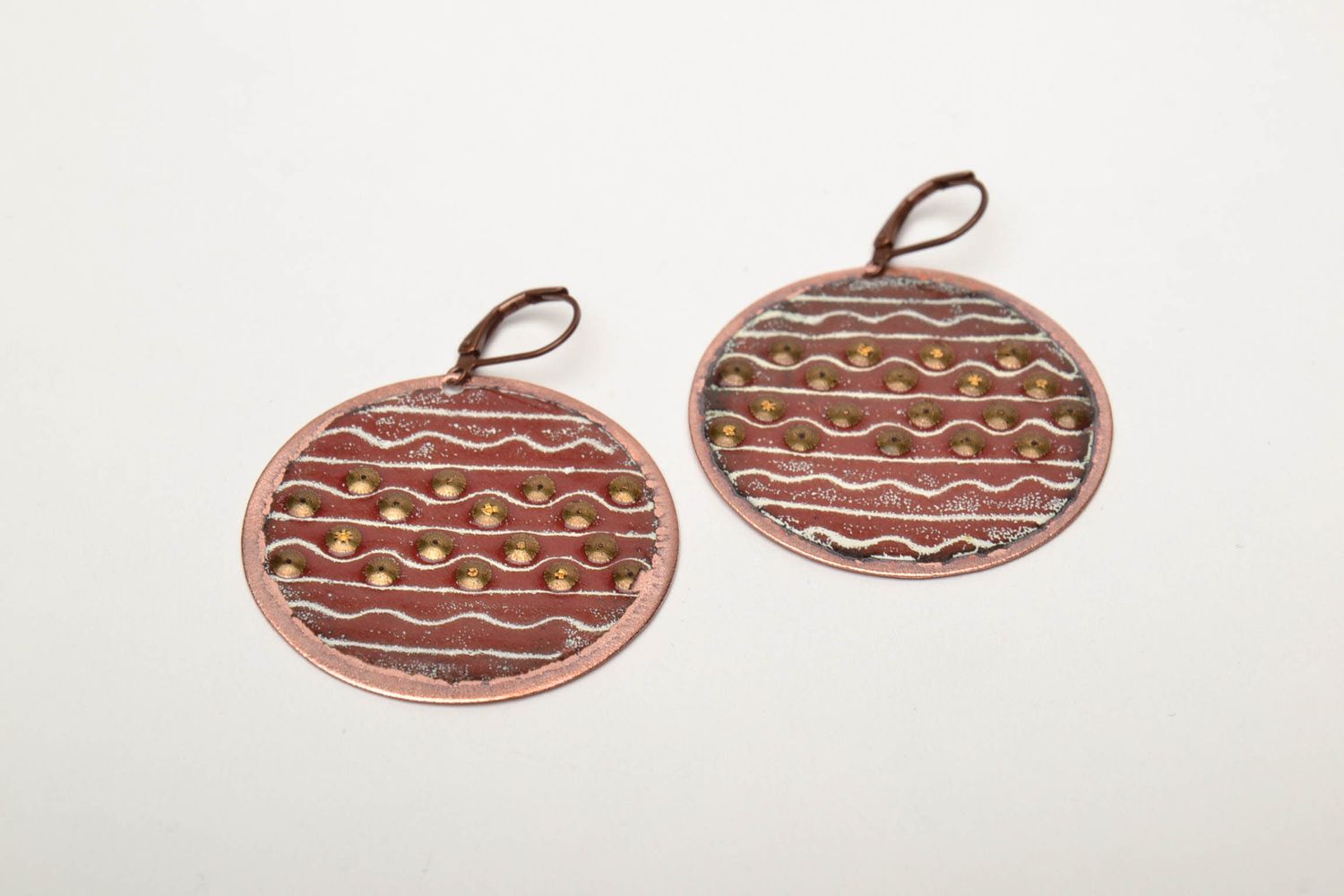 Large round copper earrings  photo 3