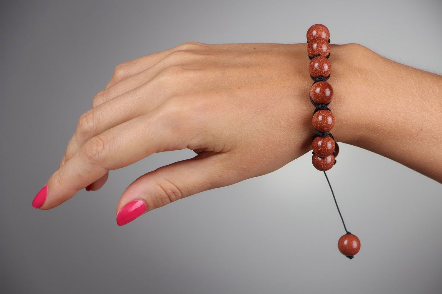 Bracelet en aventurine Bijou fait main marron à serrer Cadeau pour femme photo 5