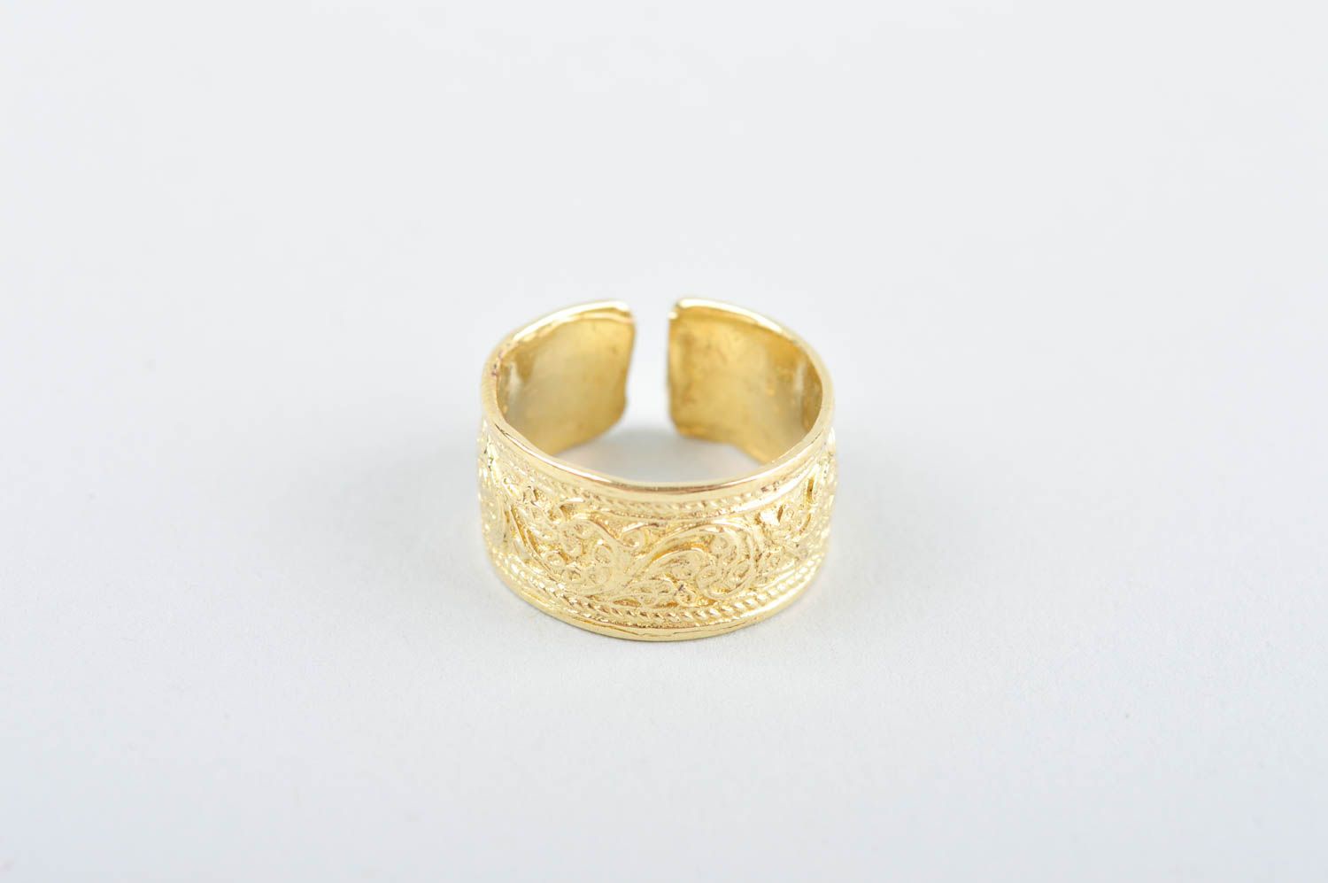 Кольцо ручной работы металлическое украшение из латуни широкое модное кольцо фото 2