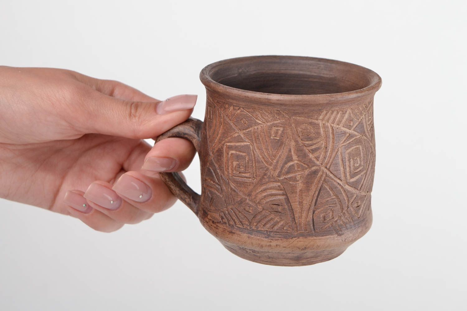 Чашка ручной работы авторская керамическая чашка глиняная посуда 250 мл для чая фото 2
