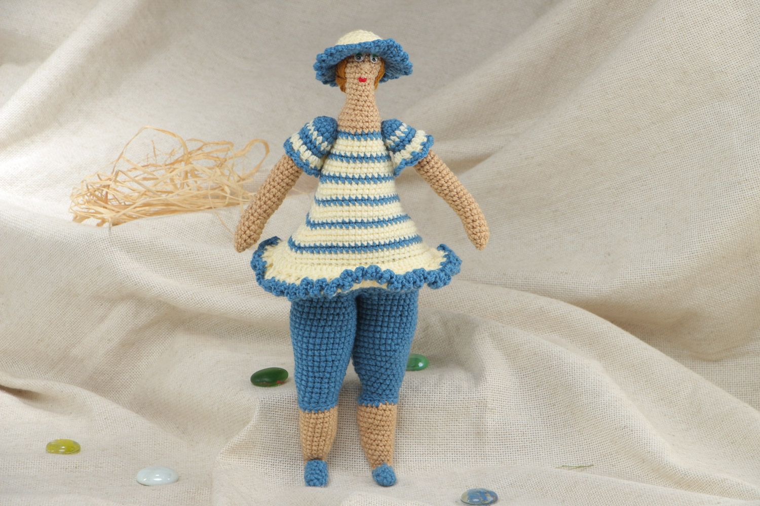 Handmade designer soft doll crochet of acrylic threads Lady photo 1