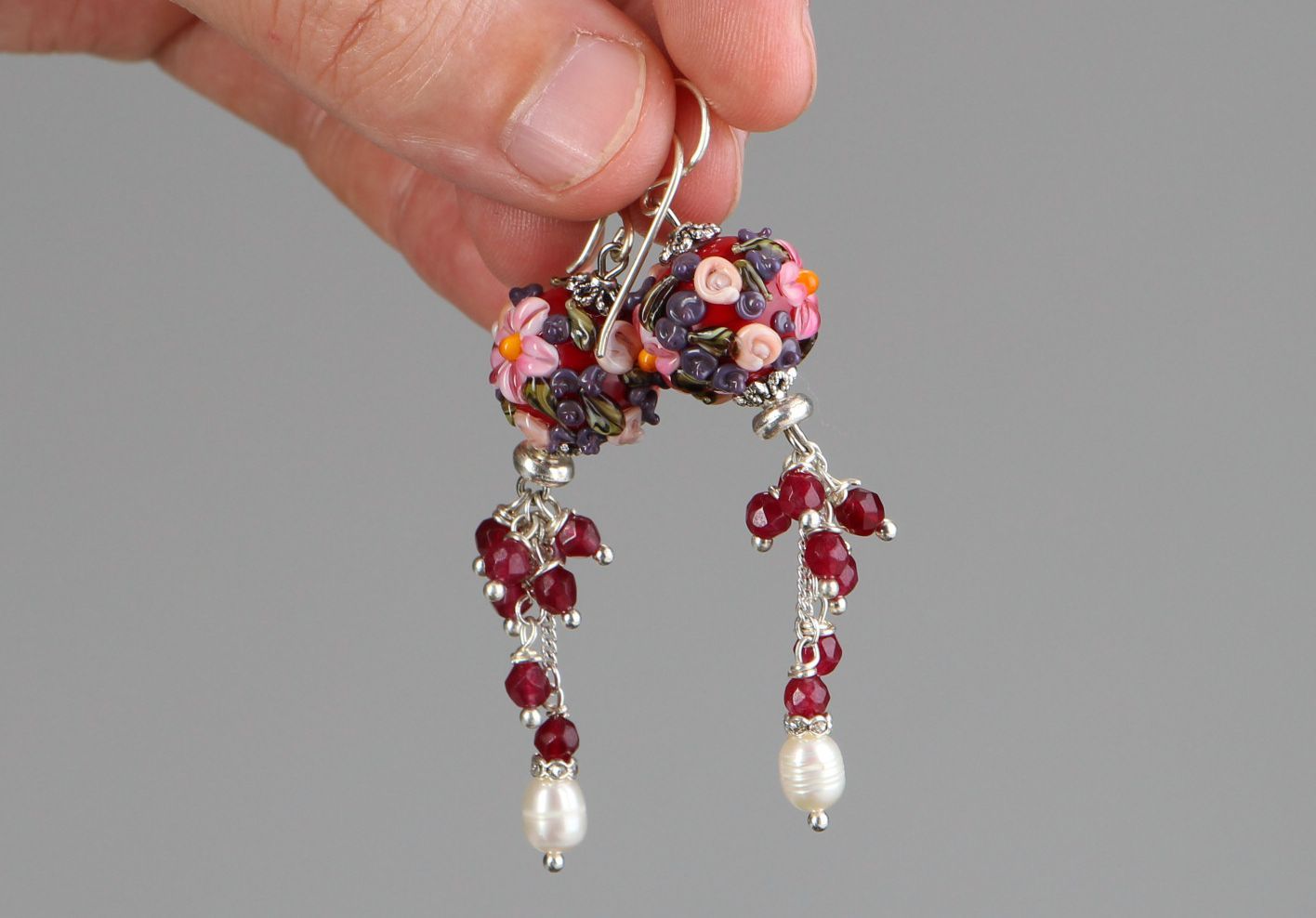 Earrings made from glass and pearls Garden of Eden photo 4