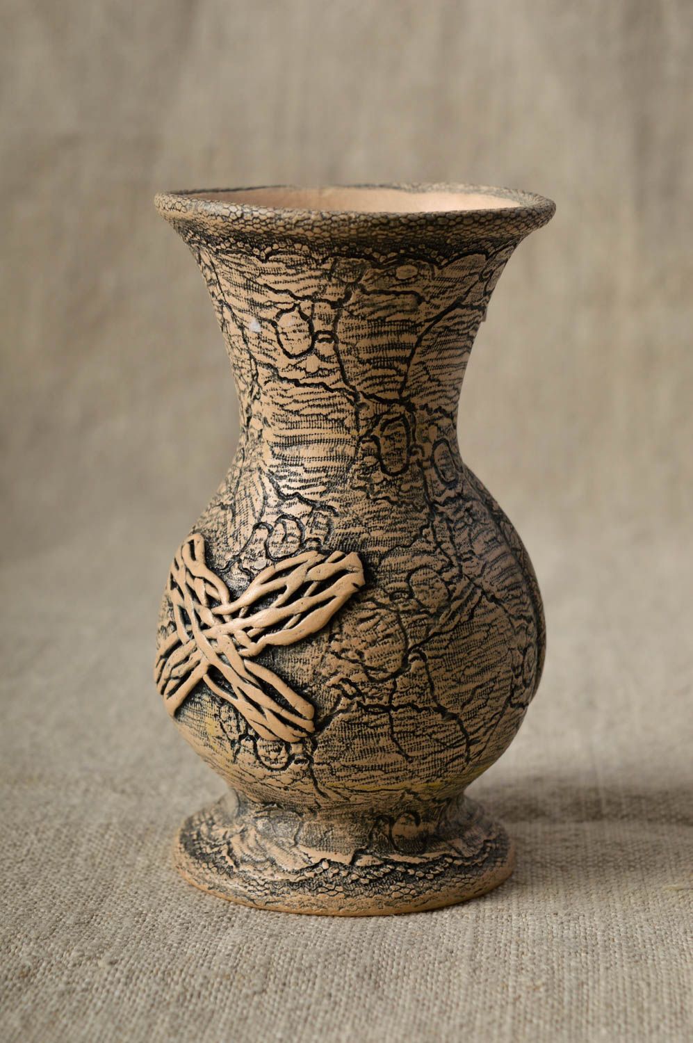 Small ceramic handmade beige décor vase 0,32 lb photo 1