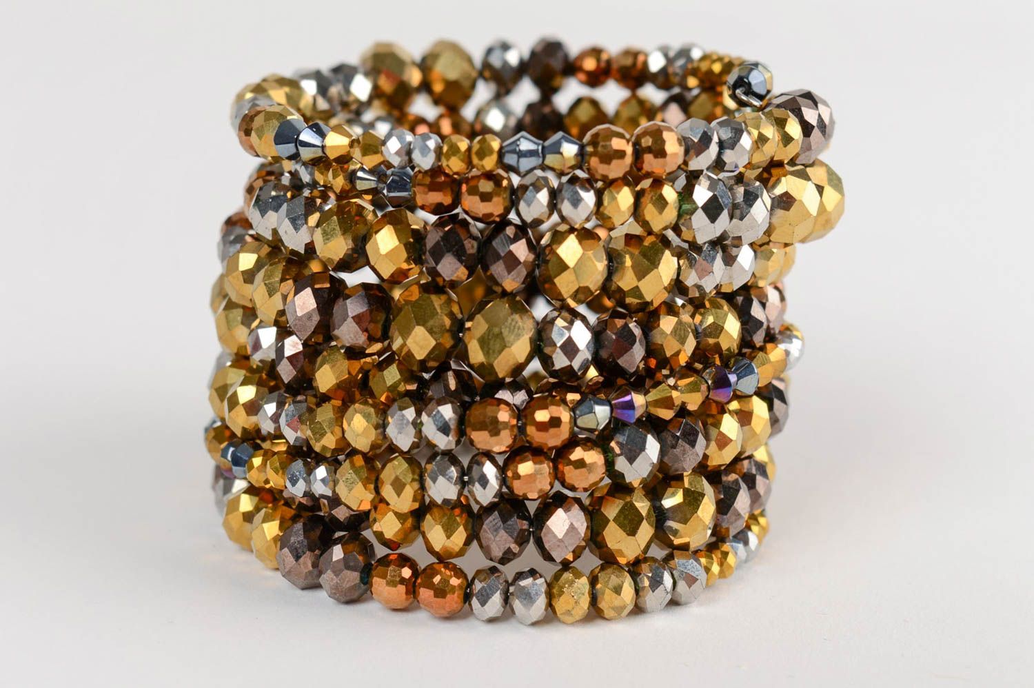 Handmade mehrreihiges Armband mit Kristall Perlen für einfarbiges Abendkleid foto 2