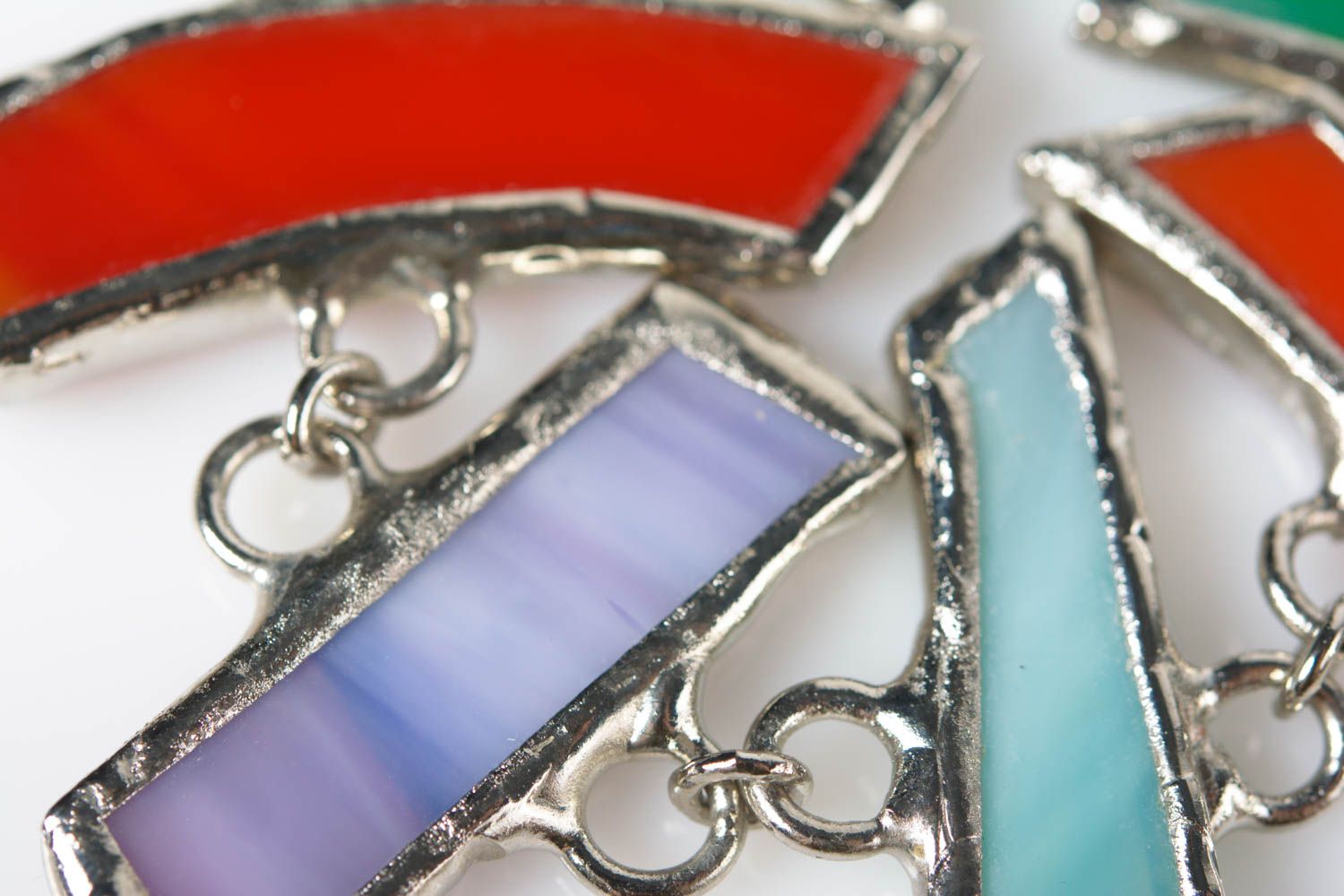 Pulsera de vidrio y metal hecha a mano de colores original accesorio de moda foto 4