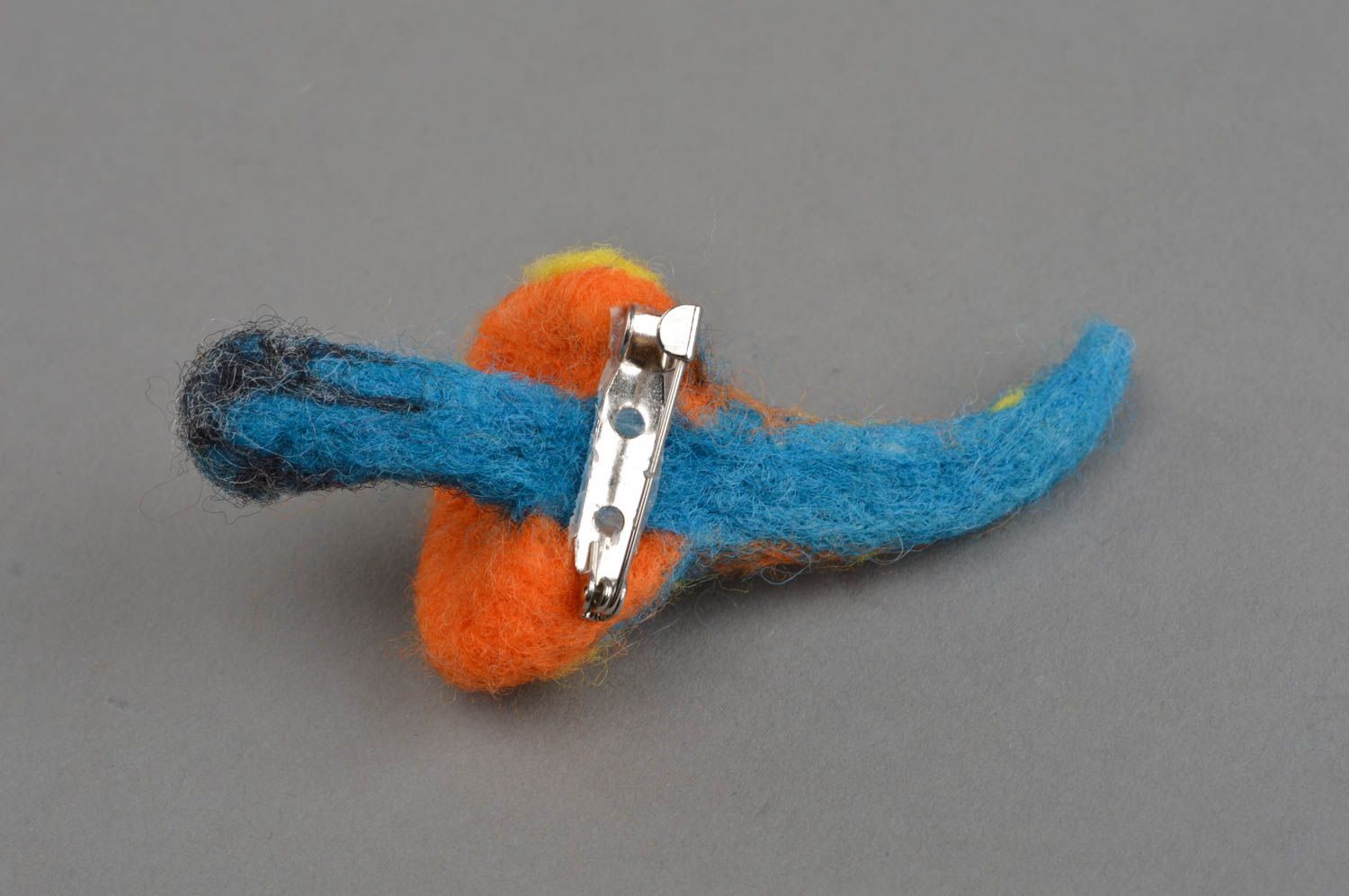 Broche multicolore en laine naturelle feutrée faite main originale Champignon photo 4