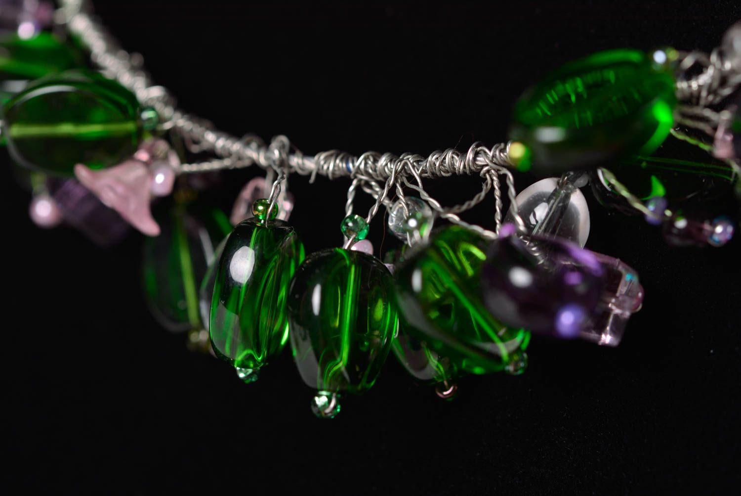 Collier en perles fantaisie Bijou fait main vert original Cadeau pour femme photo 3