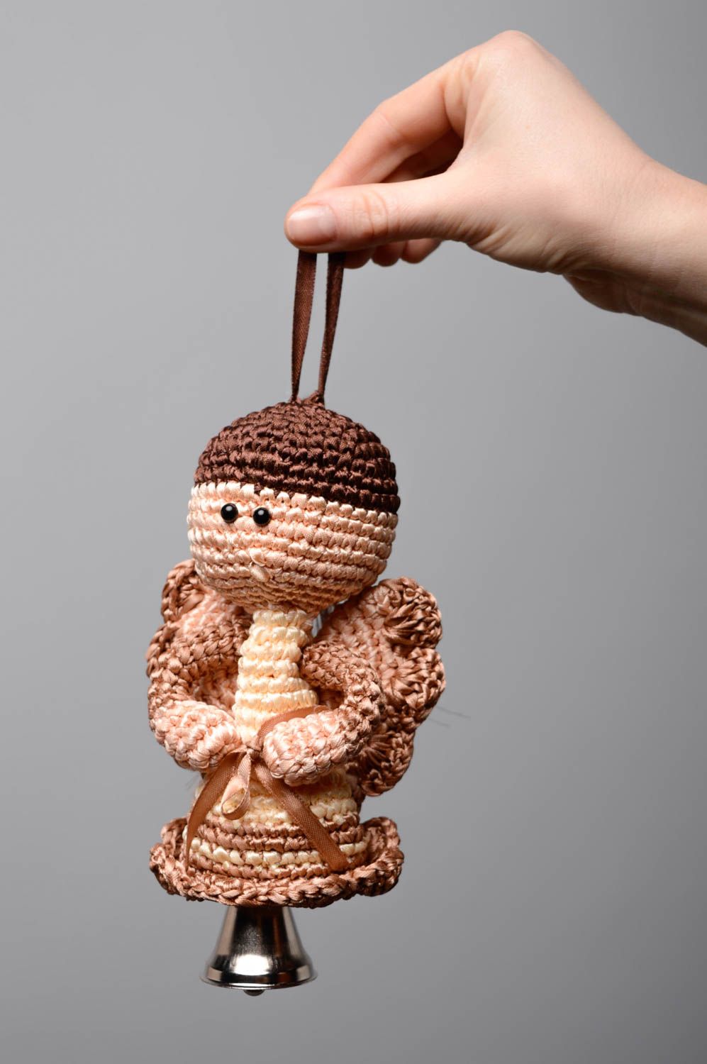 Crochet doll made of satin ribbons photo 5