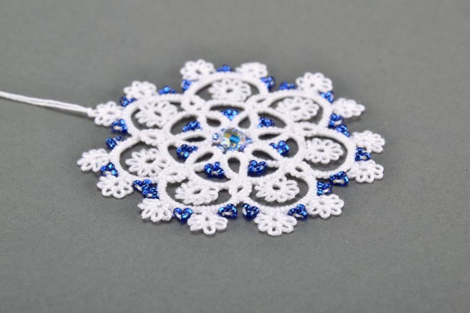 Christmas tree lace decoration Snowflake with crystals photo 4