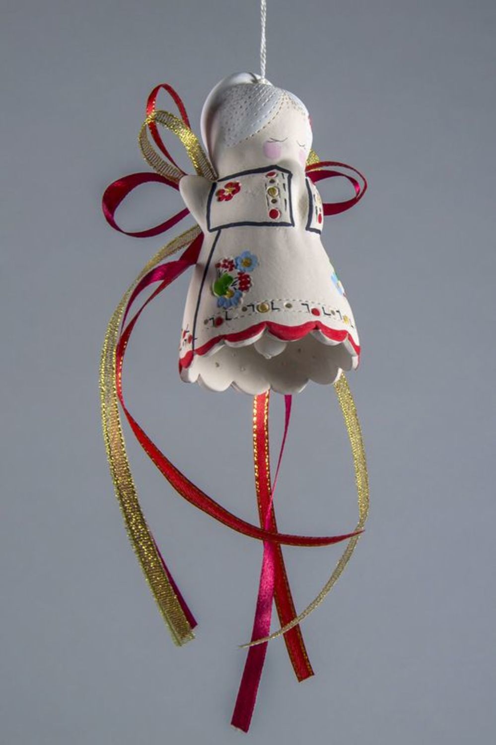 Ceramic bell red with gold photo 4