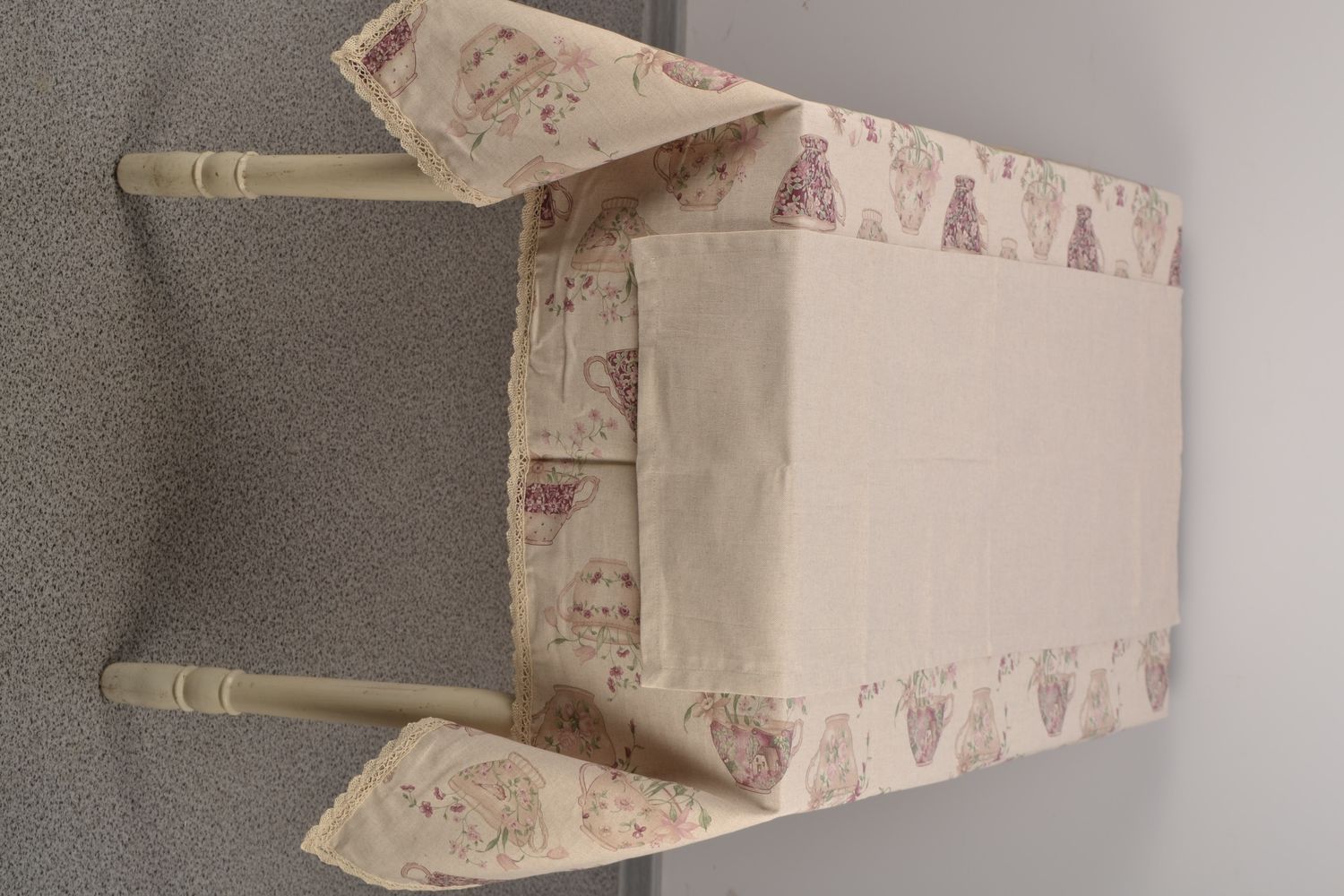 Mantel de mesa rectangular de algodón y poliamida con encaje Tazas foto 4