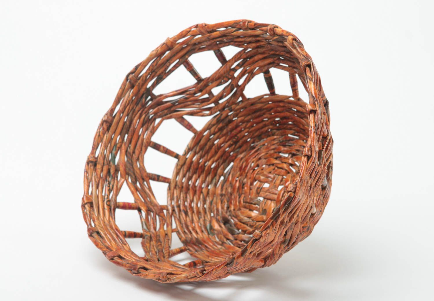 Handmade wooden straw 10 inches wide yarn basket 0,37 lb photo 4