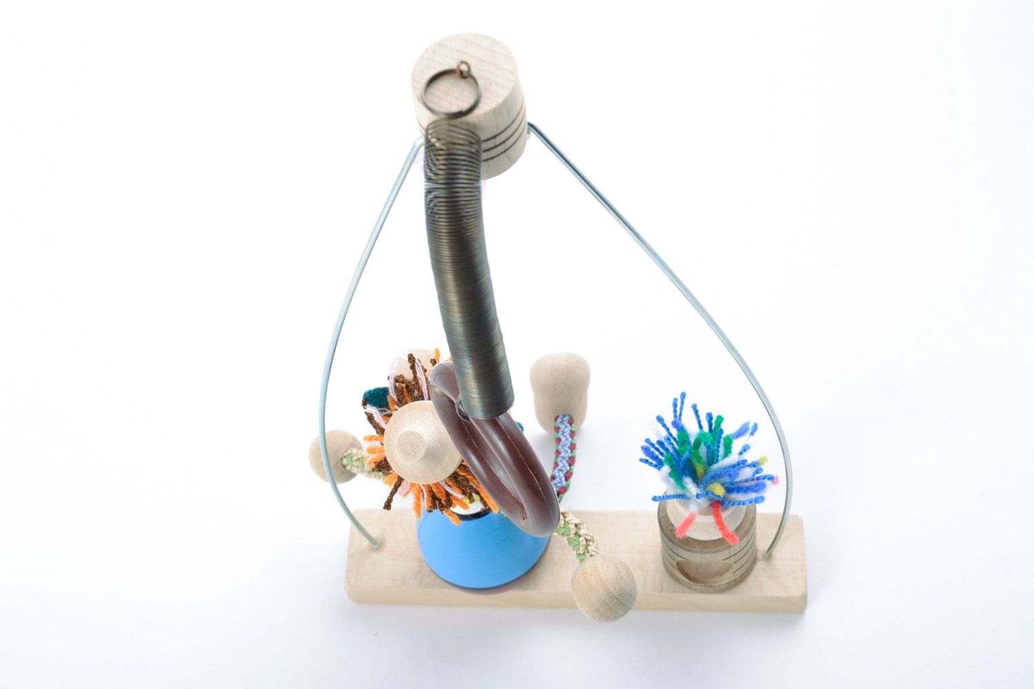 Handmade originelles buntes Holz Spielzeug Maus auf der Bank Geschenk für Kind foto 4