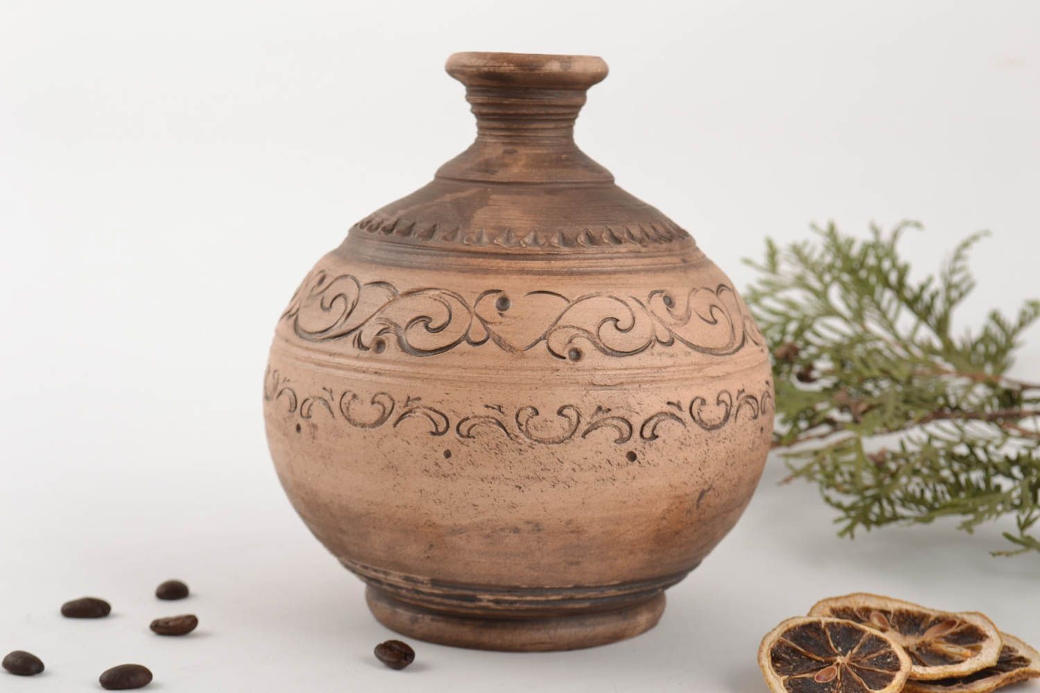 Keramik Karaffe in Milchbrennen Technik von Handarbeit schön künstlerisch 750ml  foto 1