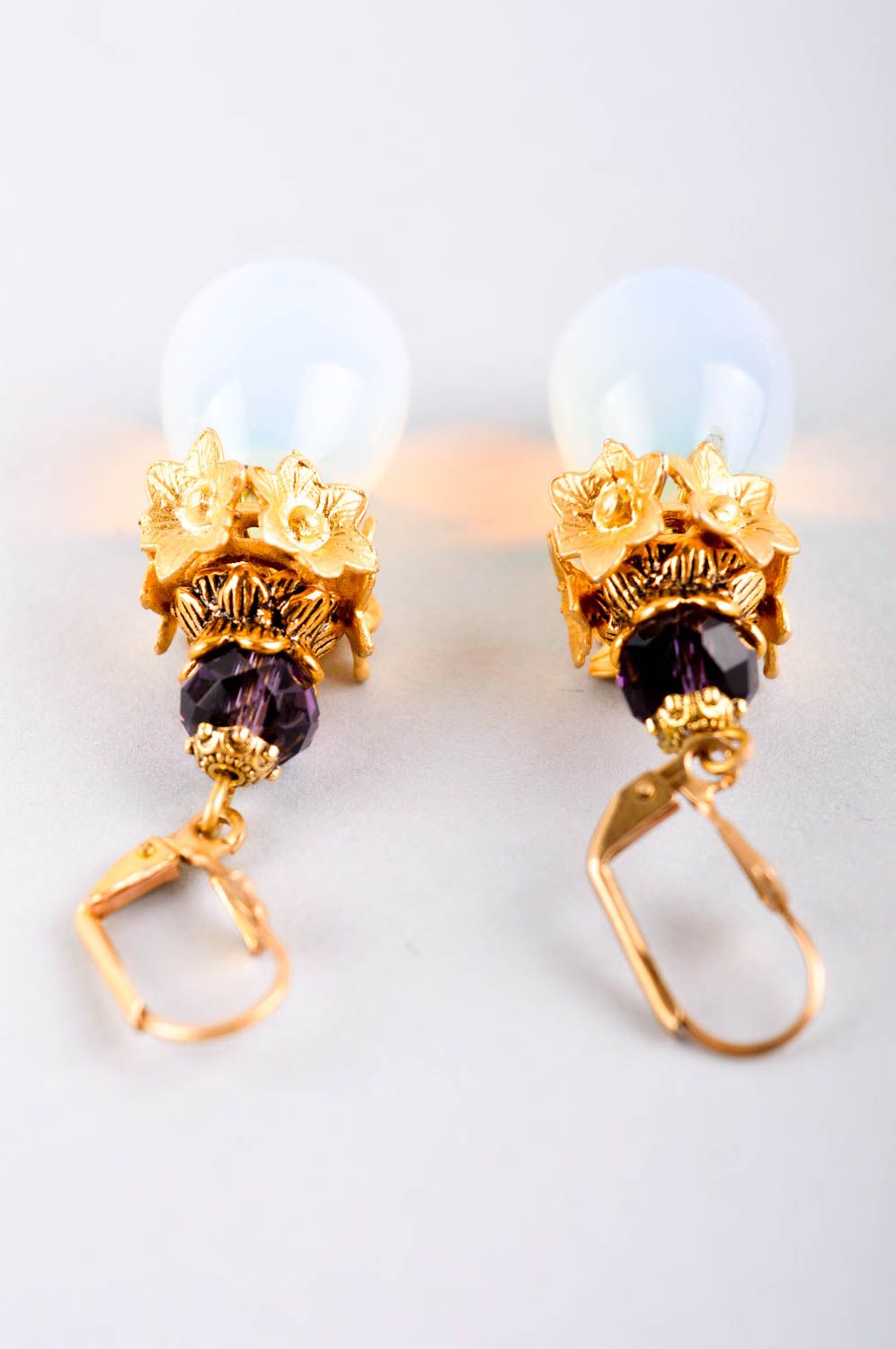 Handmade earrings designer accessory unusual earrings with stones gift ideas photo 4