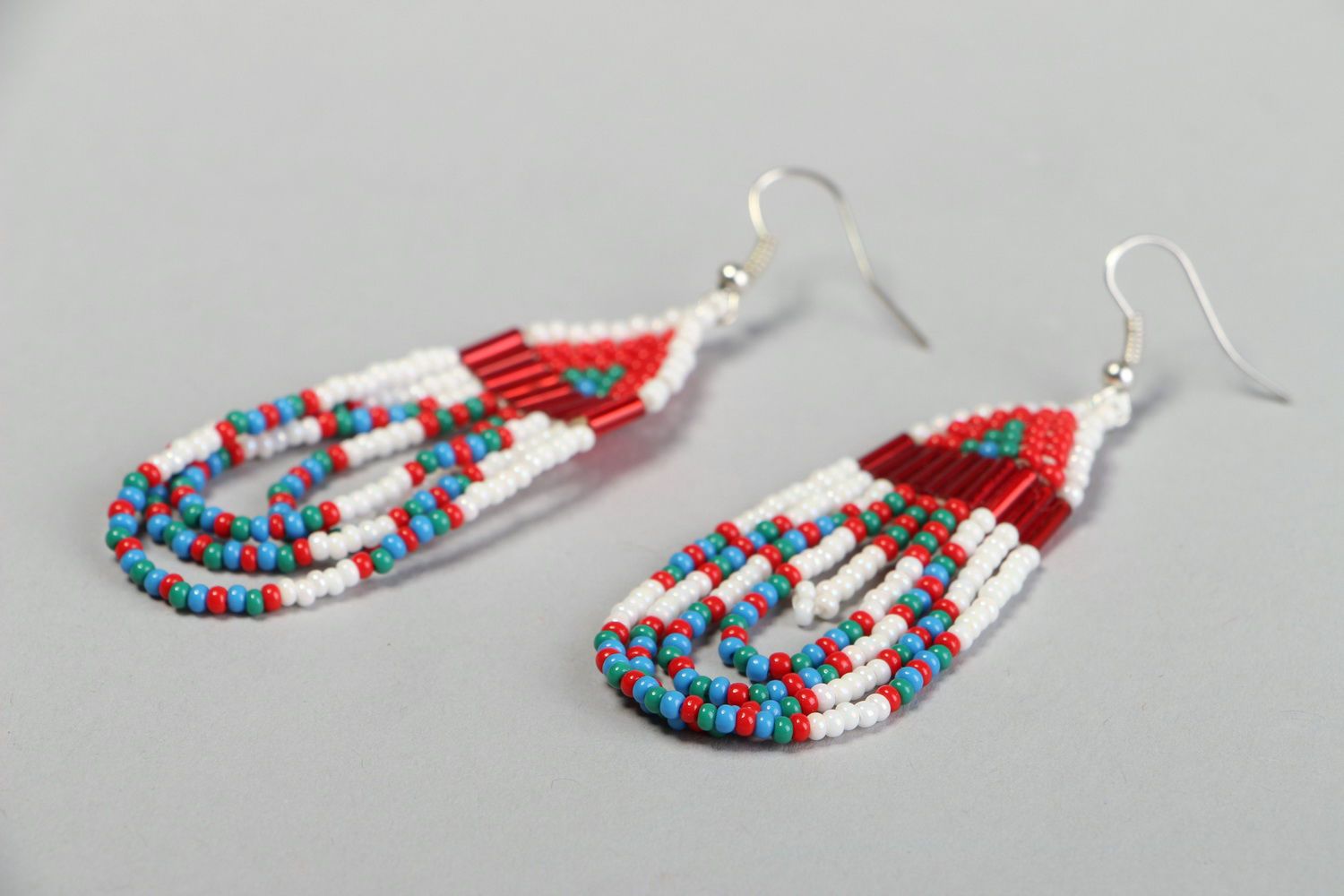 Long earrings with beads in ethnic style photo 2