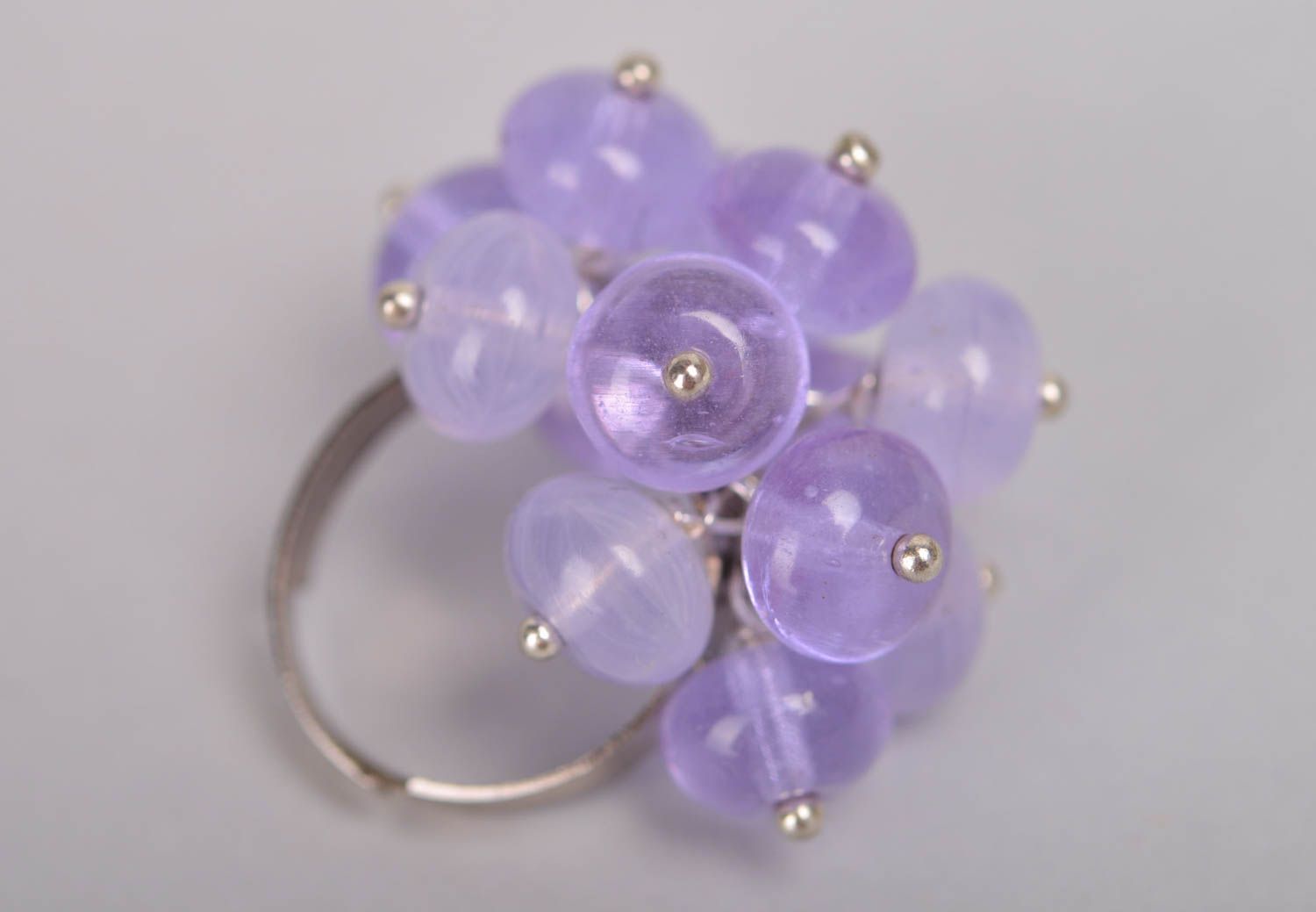 Handmade beaded jewelry ring violet designer accessories unique beaded gift photo 5
