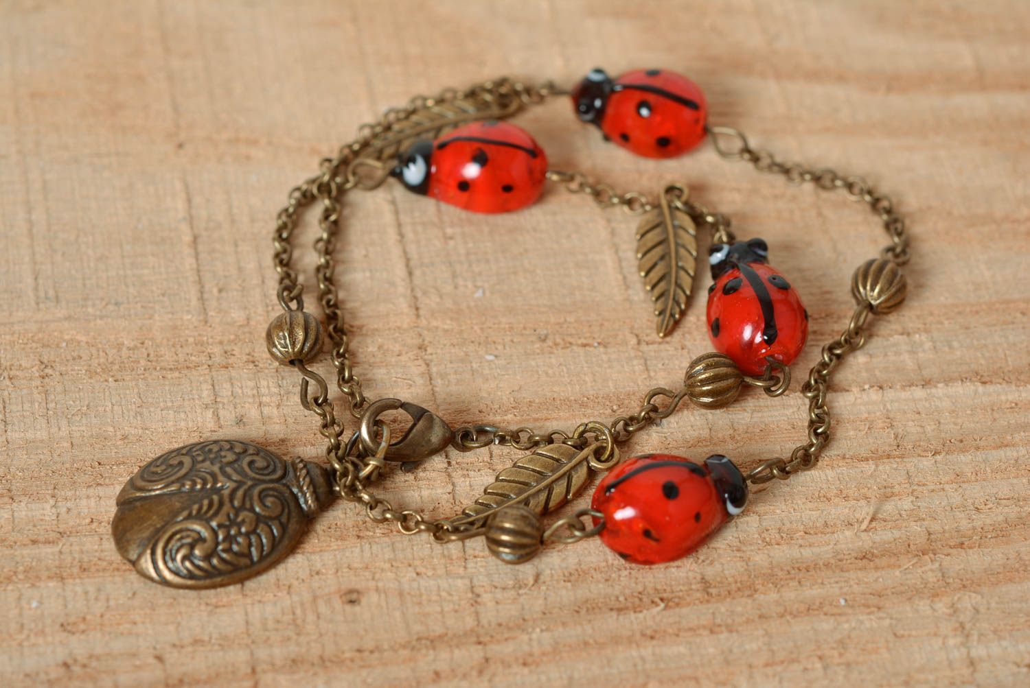 Handmade bracelet metal jewelry charm bracelet polymer clay best gifts for her photo 1